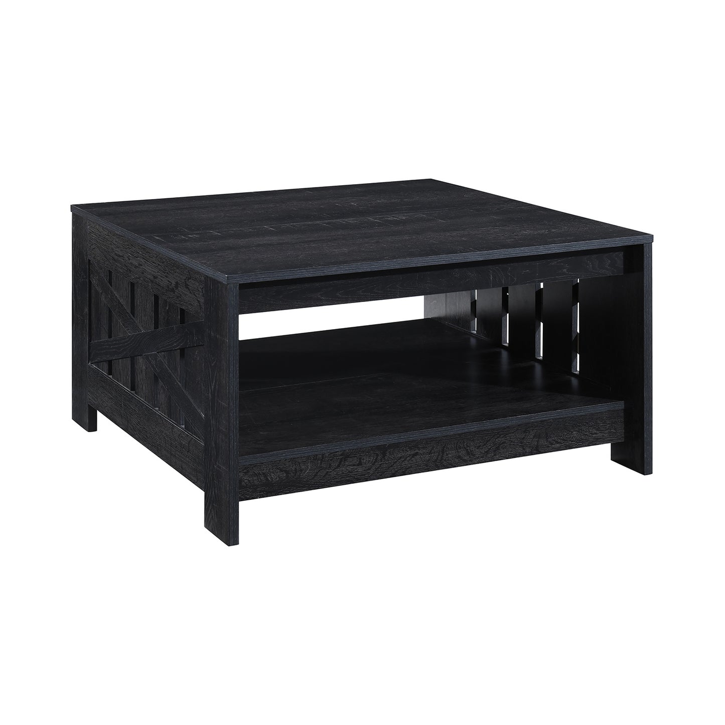 31.5 in. Farmhouse Square Coffee Table with Open Storage for Living Room