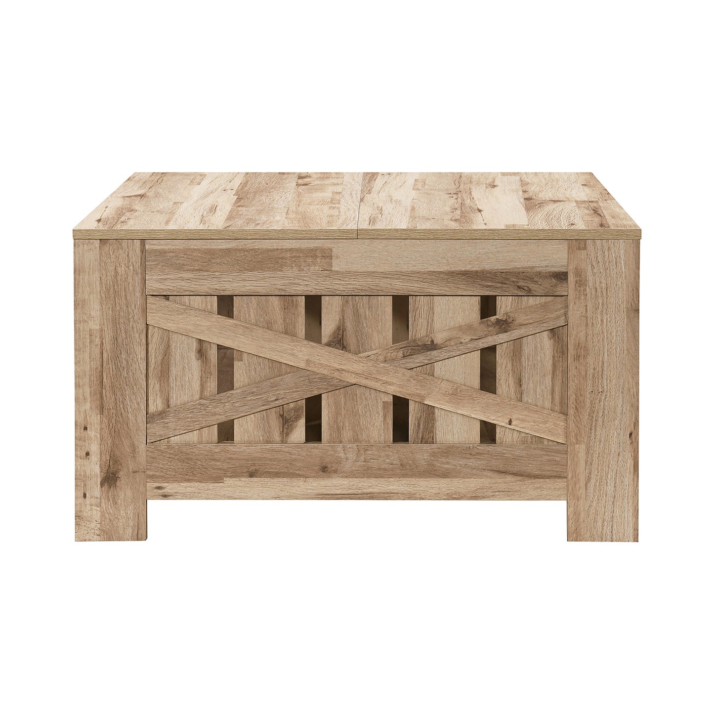 31.5 in. Farmhouse Square Coffee Table with Open Storage for Living Room