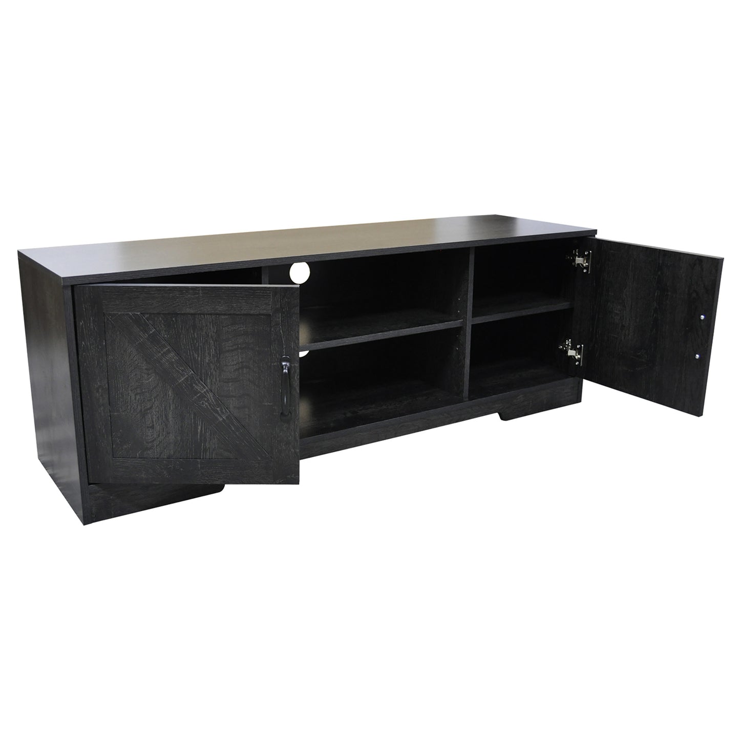 59 in. Farmhouse TV Stand For TVs Up To 59" with 2 Storage Cabinets, Wood Barn Door Media Television Console Table With Storage, Modern Entertainment Center For Living Room