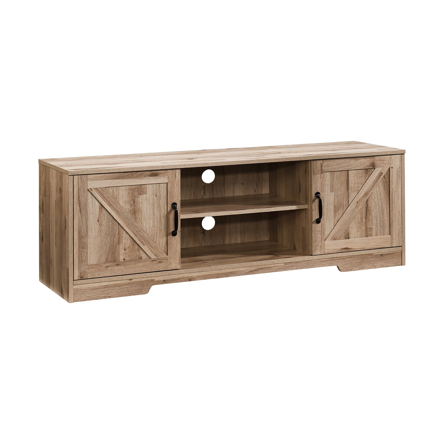 59 in. Farmhouse TV Stand For TVs Up To 59" with 2 Storage Cabinets, Wood Barn Door Media Television Console Table With Storage, Modern Entertainment Center For Living Room