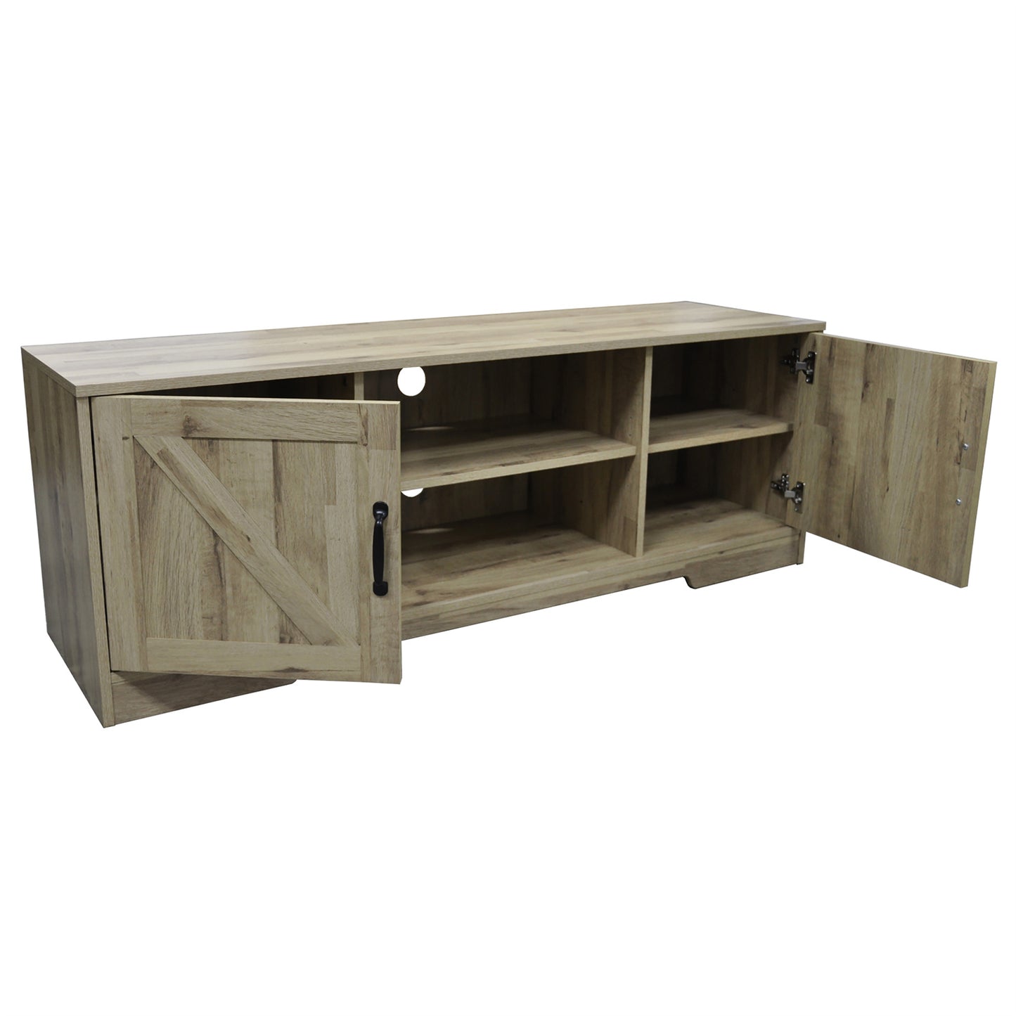 59 in. Farmhouse TV Stand For TVs Up To 59" with 2 Storage Cabinets, Wood Barn Door Media Television Console Table With Storage, Modern Entertainment Center For Living Room
