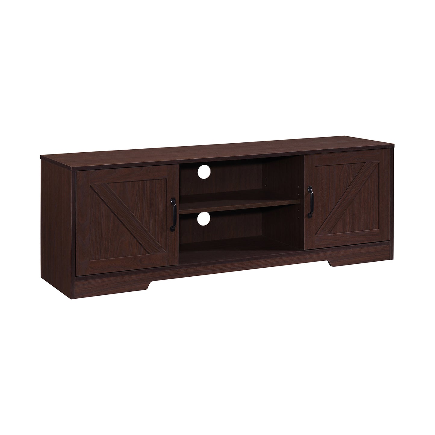 59 in. Farmhouse TV Stand For TVs Up To 59" with 2 Storage Cabinets, Wood Barn Door Media Television Console Table With Storage, Modern Entertainment Center For Living Room