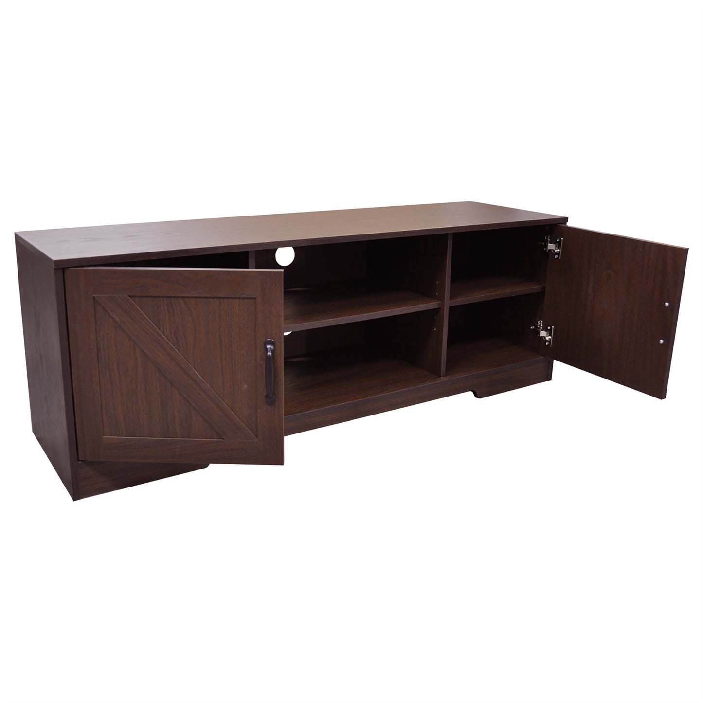 59 in. Farmhouse TV Stand For TVs Up To 59" with 2 Storage Cabinets, Wood Barn Door Media Television Console Table With Storage, Modern Entertainment Center For Living Room