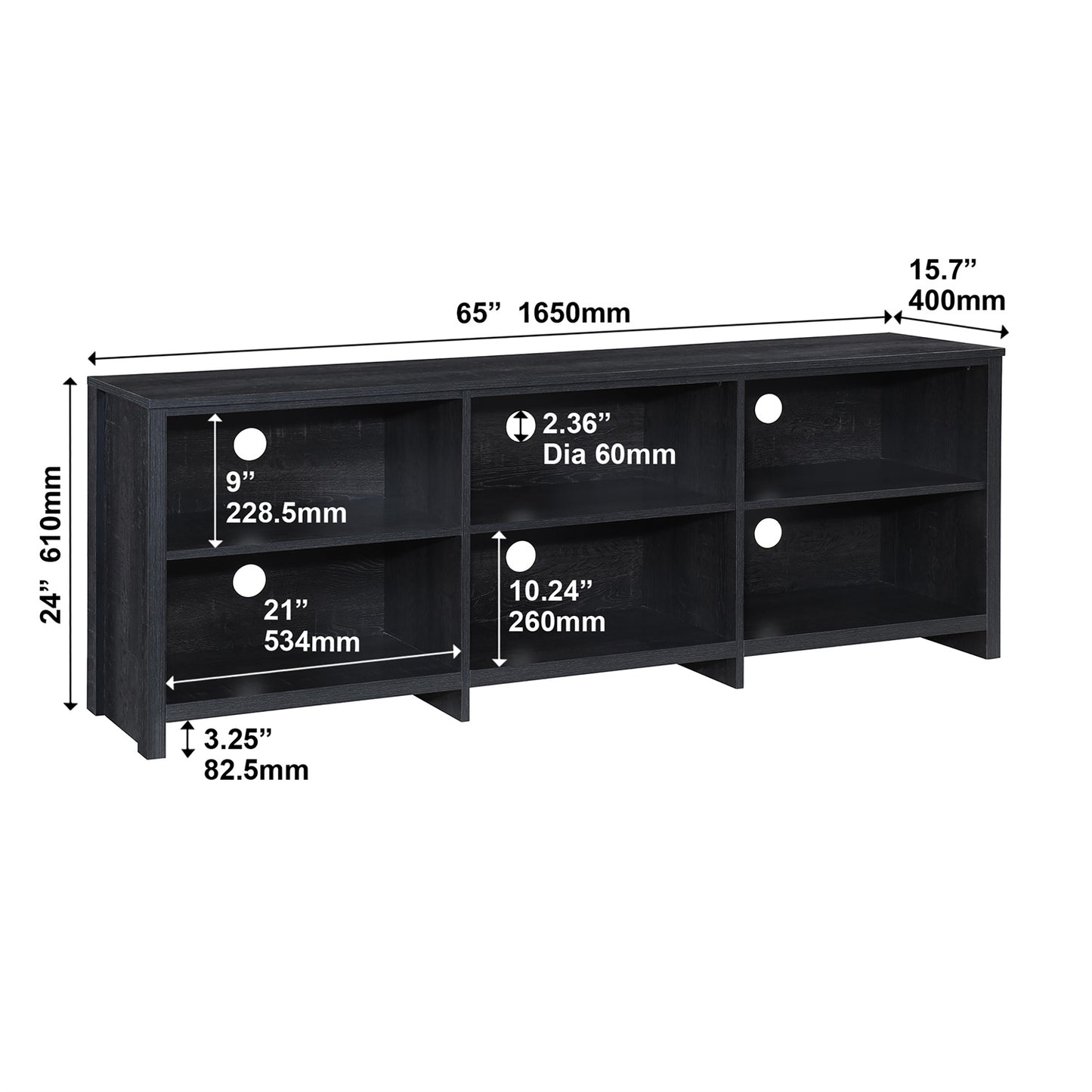 65 in. Modern TV Stand For TVs Up To 62" With 6 Open Shelves, Modern Entertainment Center With Storage, TV Console Table Media Cabinet For Living Room, Bedroom And Office