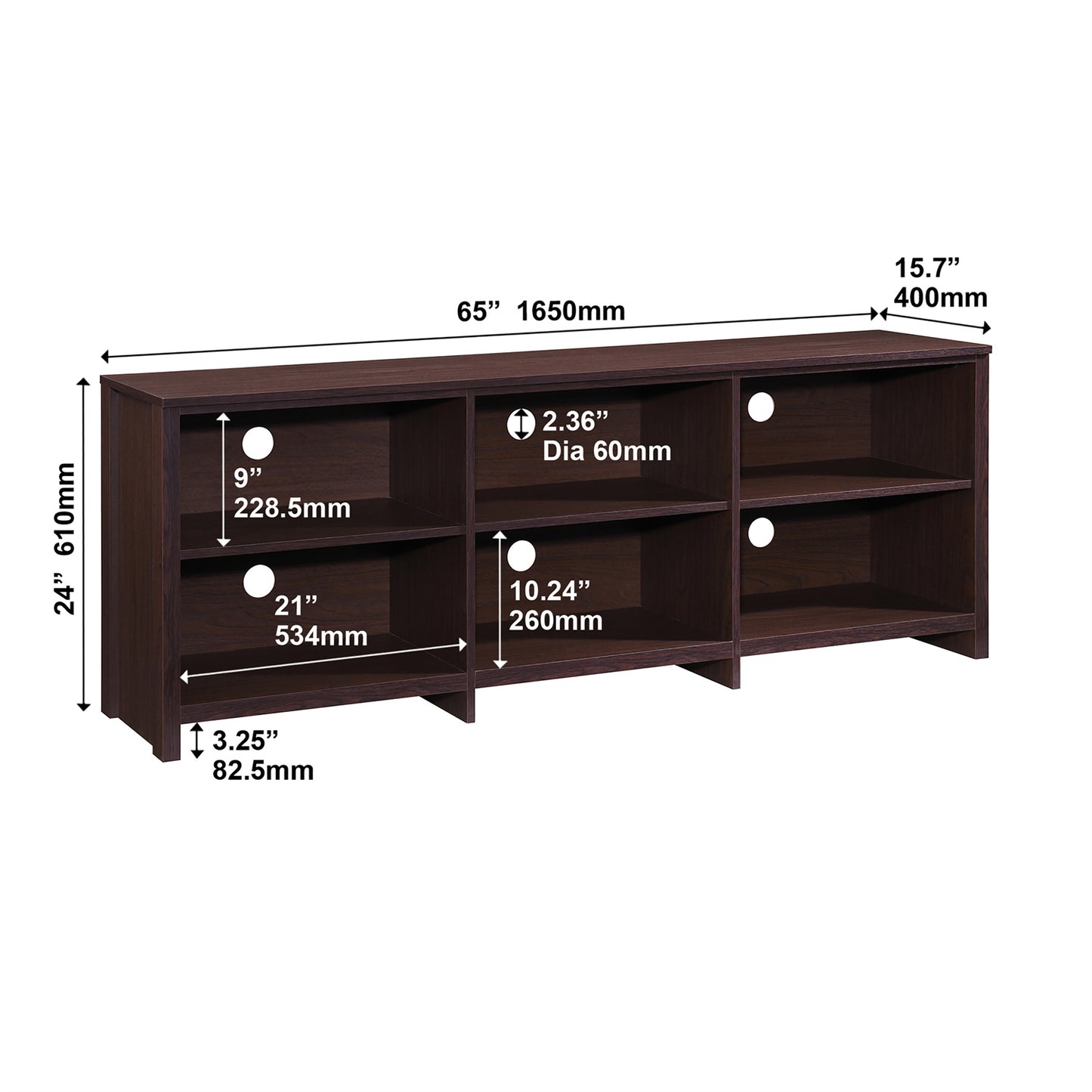 65 in. Modern TV Stand For TVs Up To 62" With 6 Open Shelves, Modern Entertainment Center With Storage, TV Console Table Media Cabinet For Living Room, Bedroom And Office
