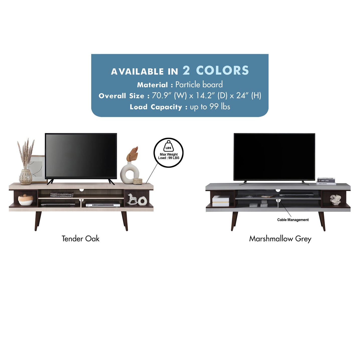 70.87 in. Wood TV Stand with 5 Storage Shelves Fits TV's up to 75 in.