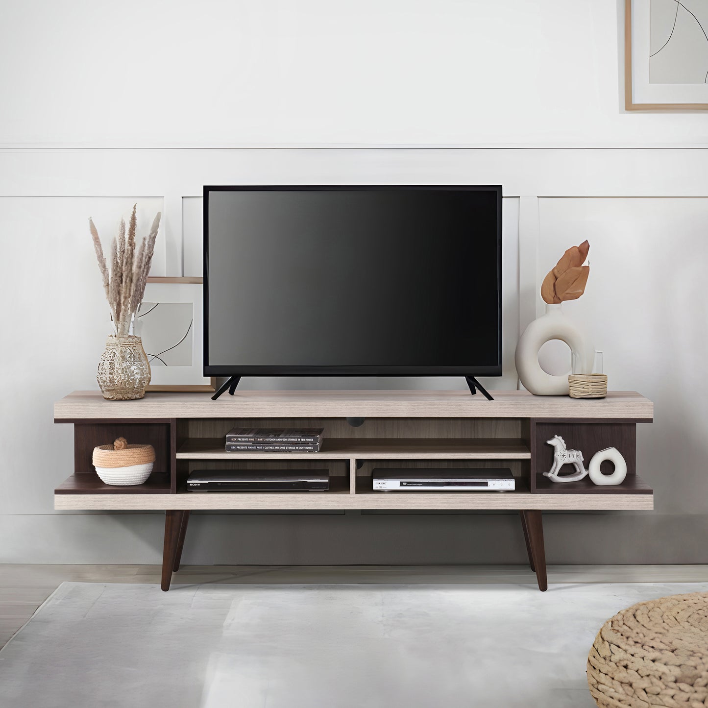 70.87 in. Wood TV Stand with 5 Storage Shelves Fits TV's up to 75 in.
