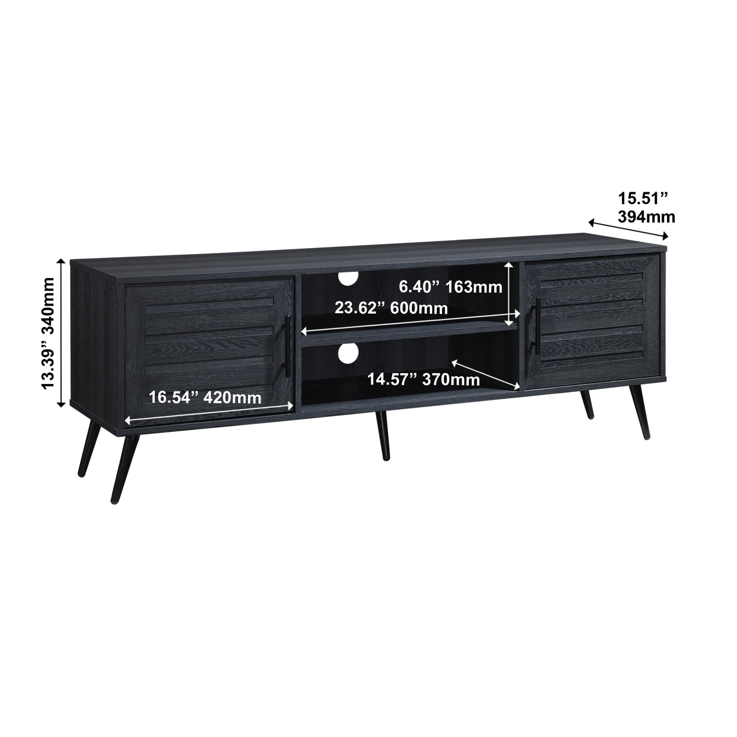 59 in. Wood TV Stand with 2 Storage Cabinets Fits TV's up to 65 in.