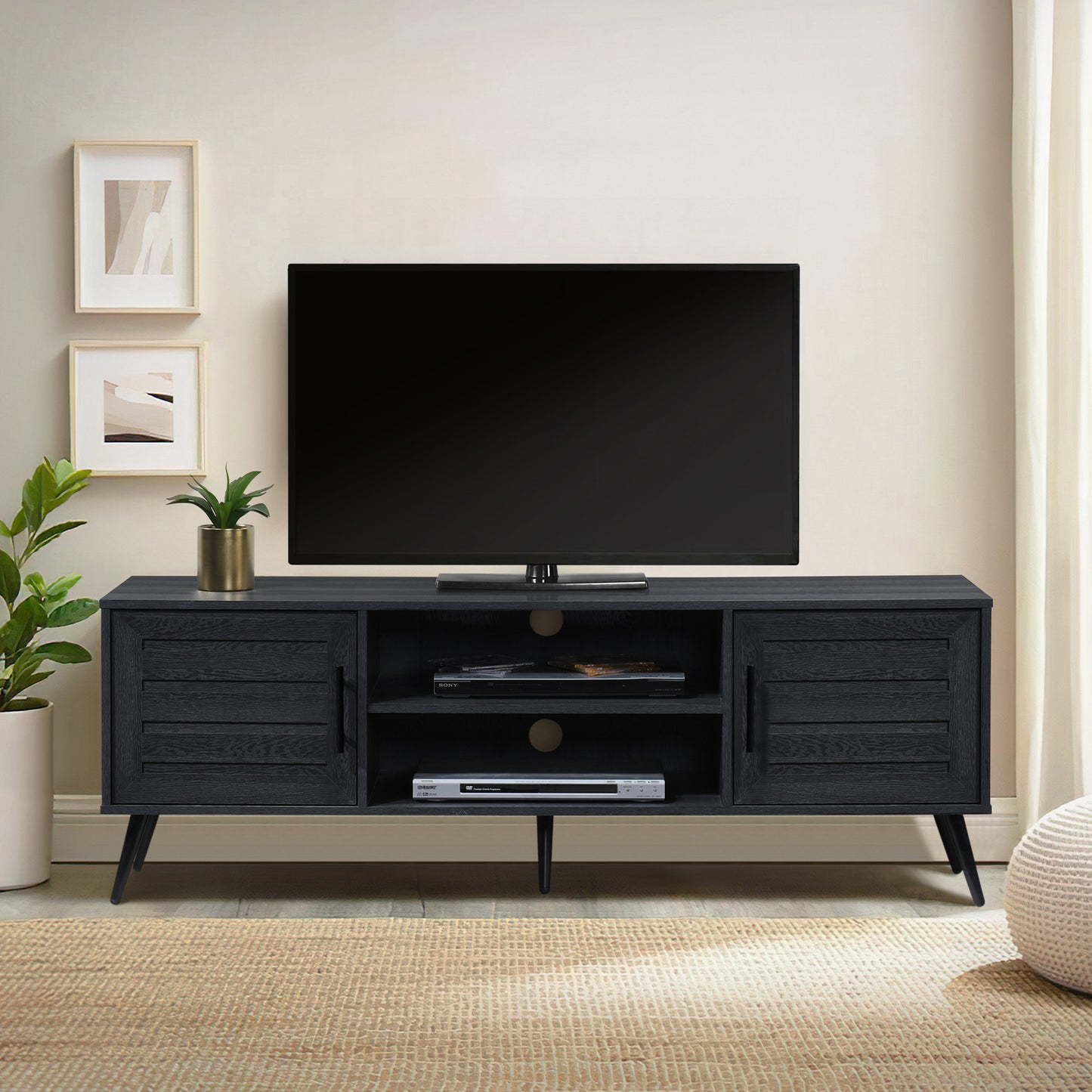 59 in. Wood TV Stand with 2 Storage Cabinets Fits TV's up to 65 in.