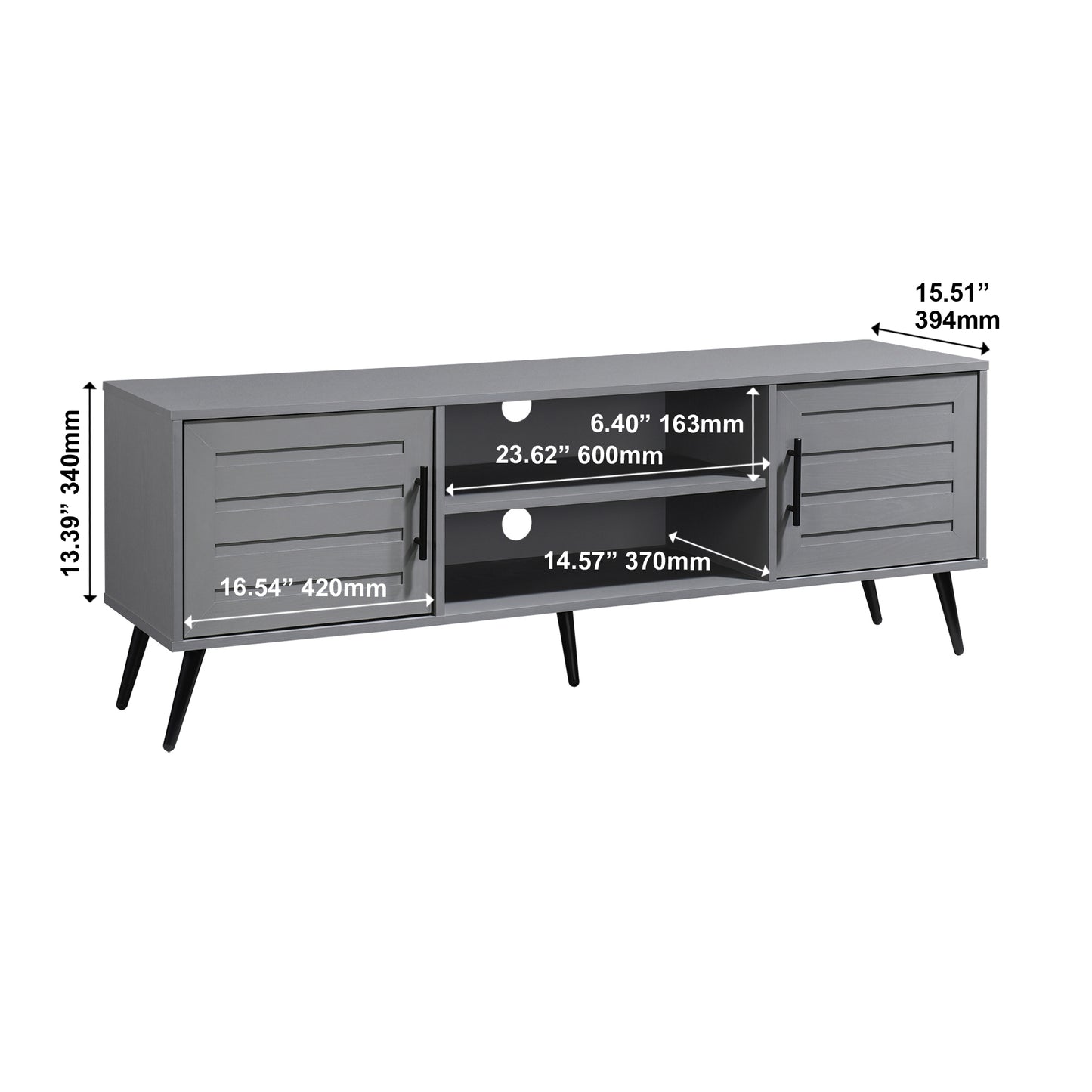 59 in. Wood TV Stand with 2 Storage Cabinets Fits TV's up to 65 in.