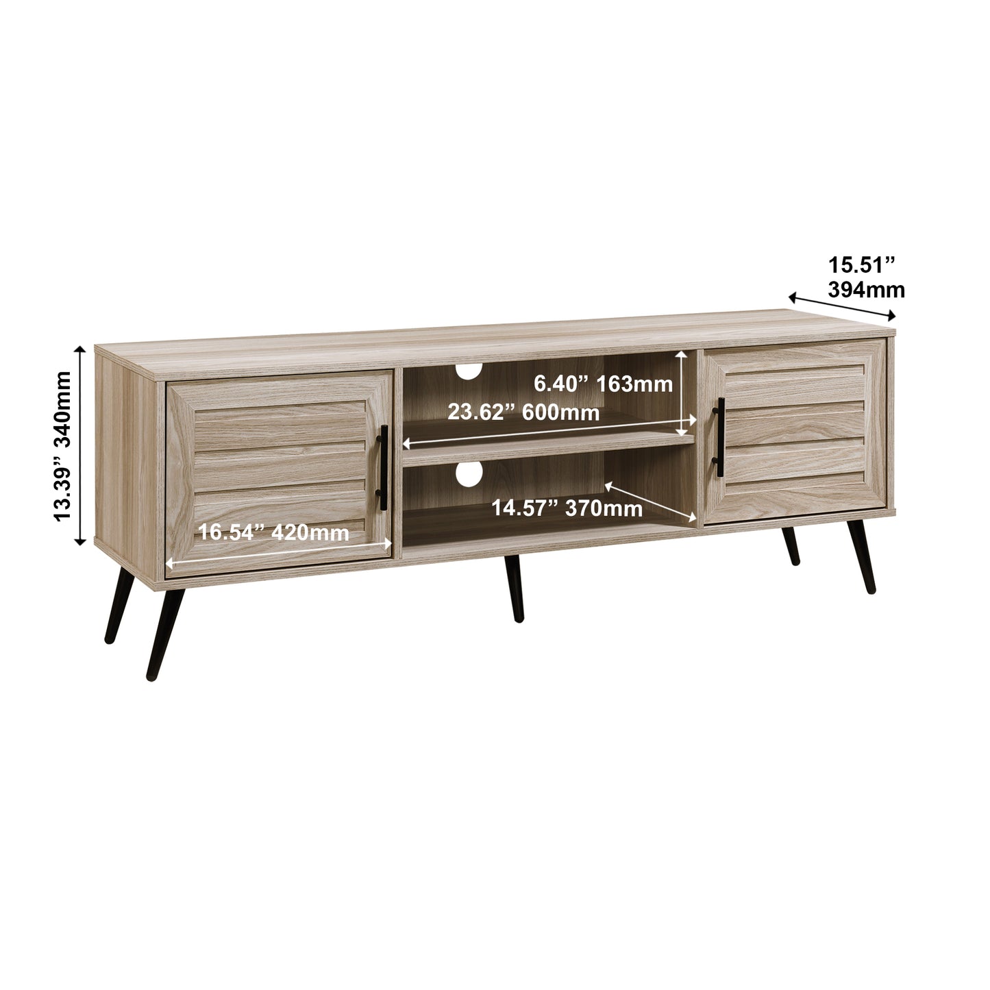 59 in. Wood TV Stand with 2 Storage Cabinets Fits TV's up to 65 in.
