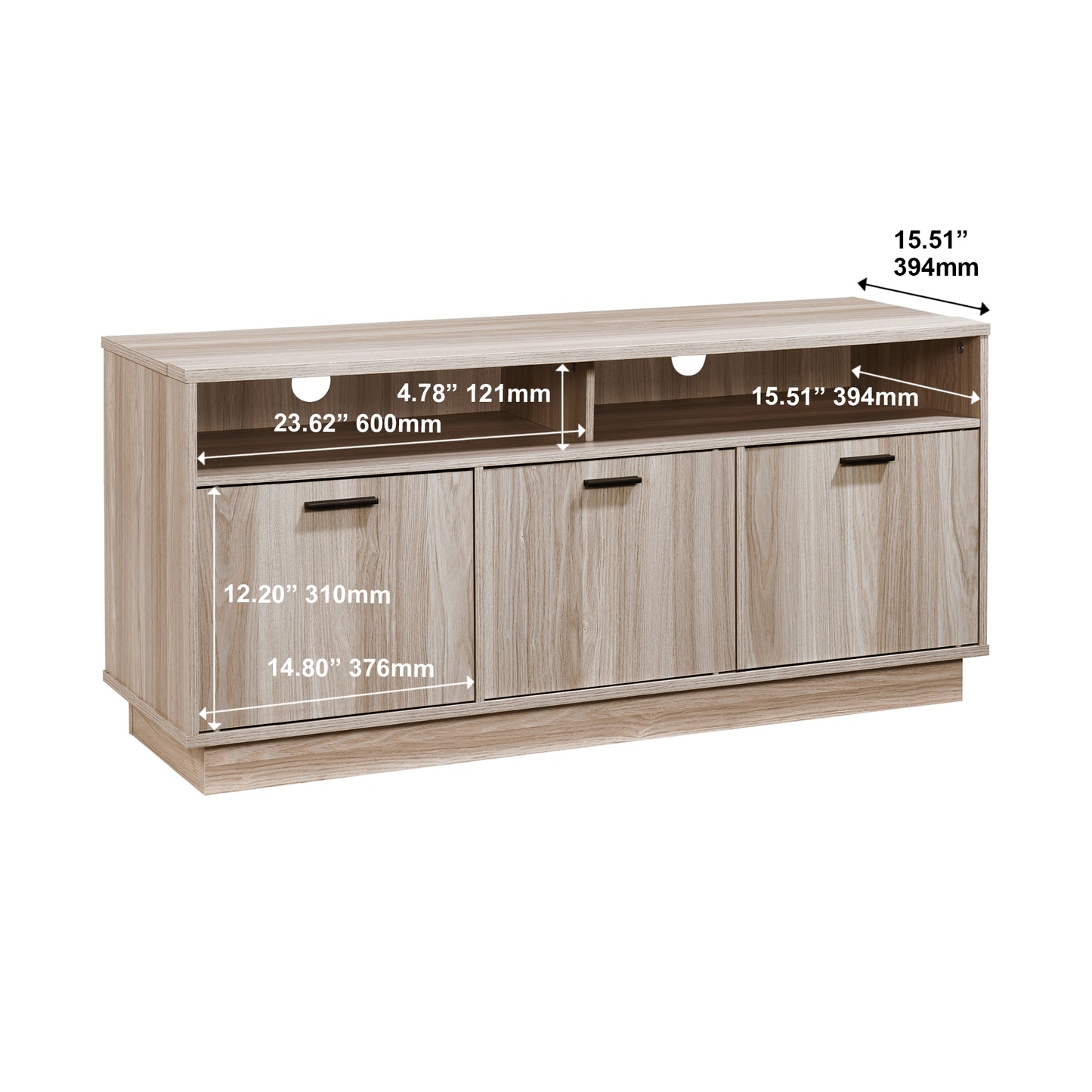 47.24 in. Wood TV Stand with 3 Storage Cabinets Fits TV's up to 55 in.