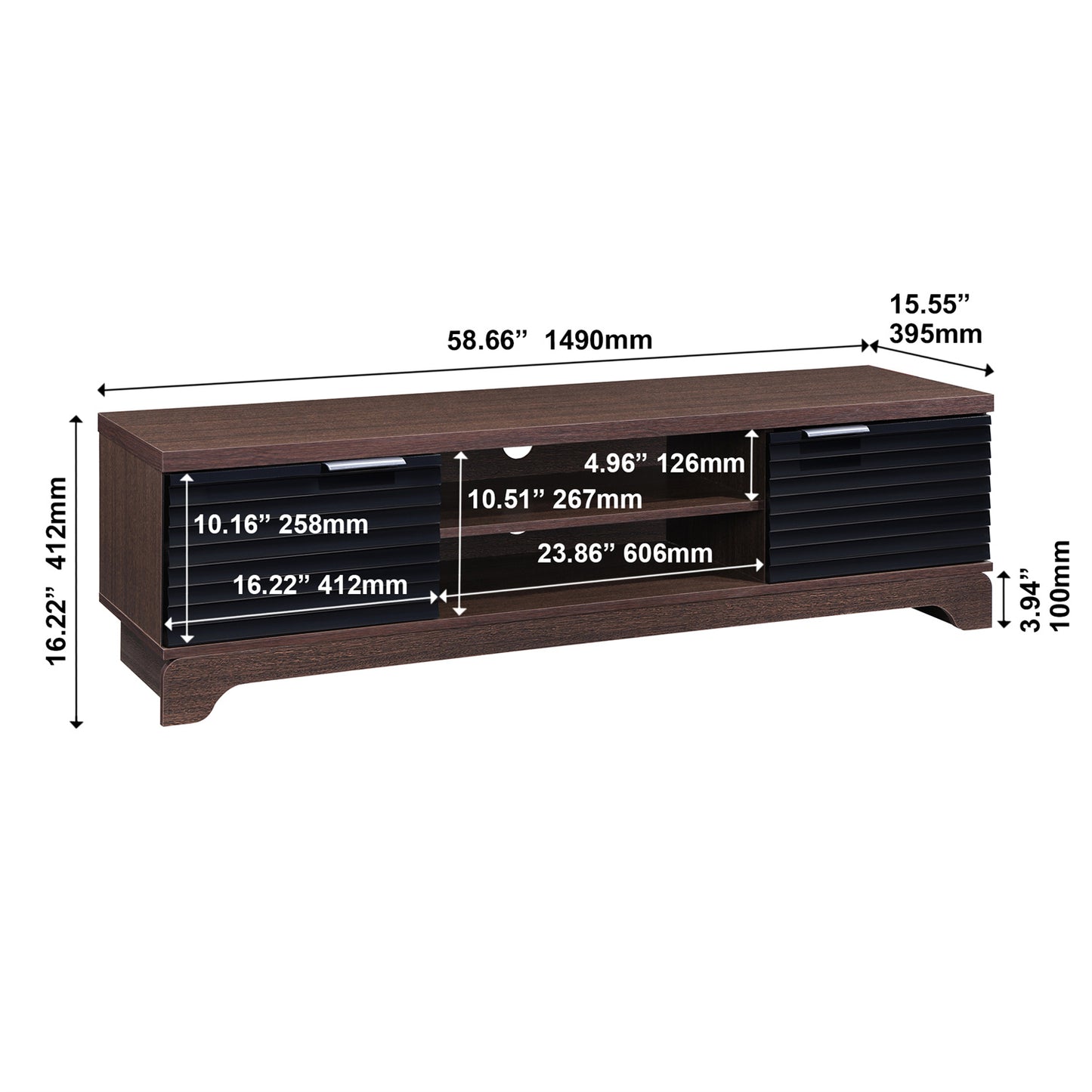 58.66 in. Wood TV Stand with 2 Storage Cabinets Fits TV's up to 65 in.