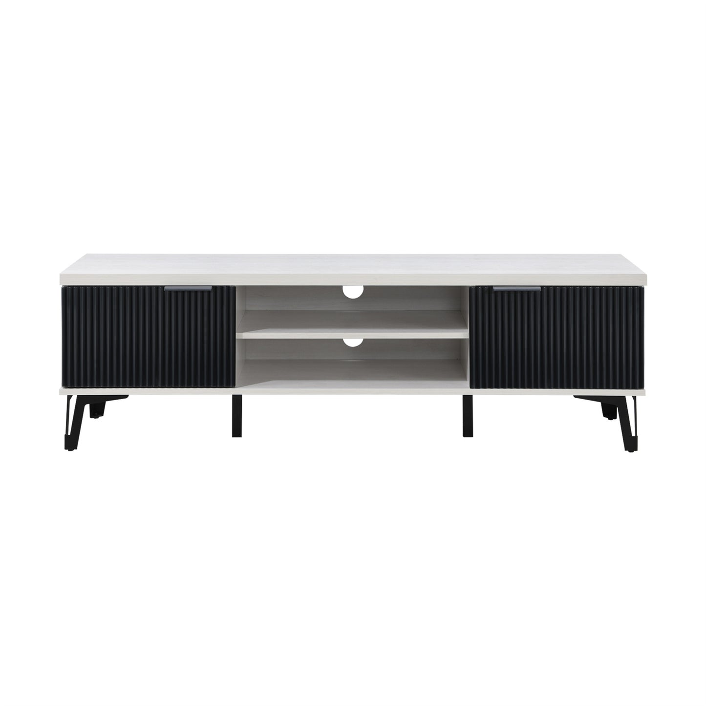 58.66 in. Ivory Wood TV Stand with 2 Storage Cabinets Fits TV's up to 65 in.