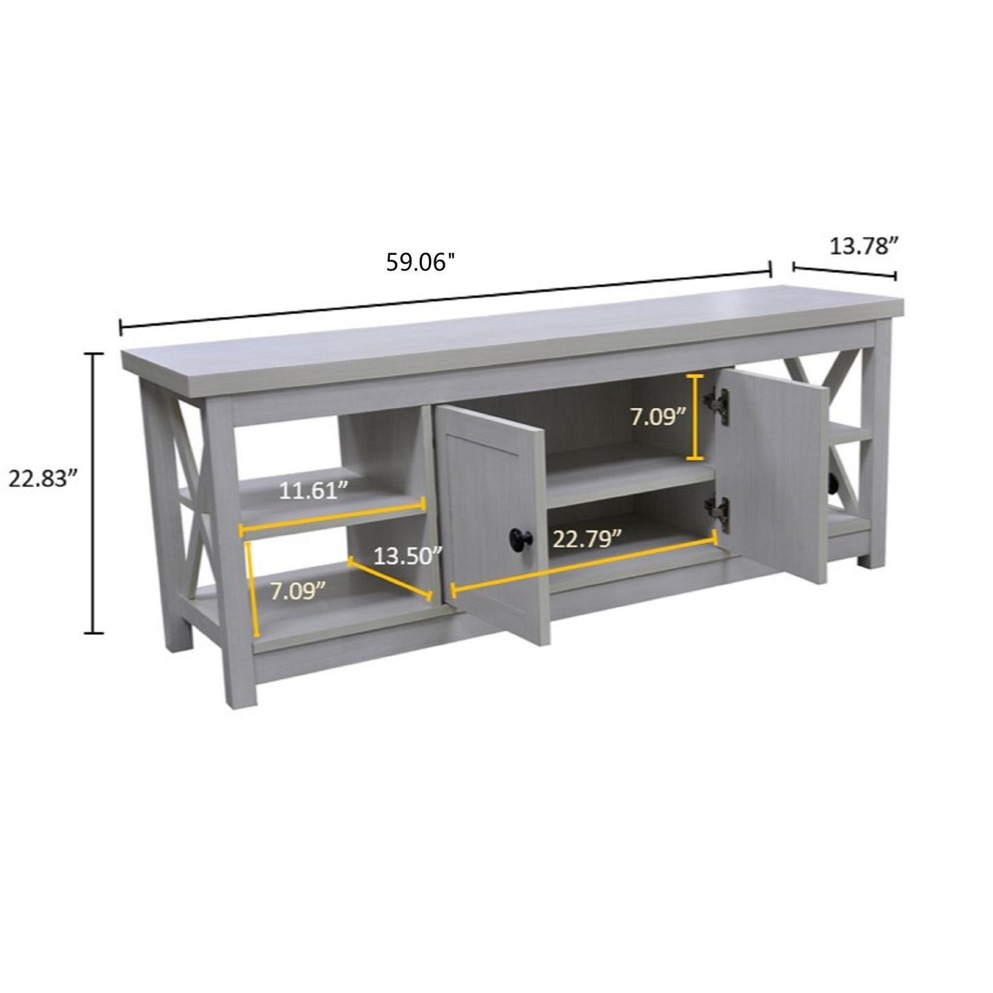 59.06 in. Wood TV Stand with 1 Storage Cabinets Fits TV's up to 65 in.