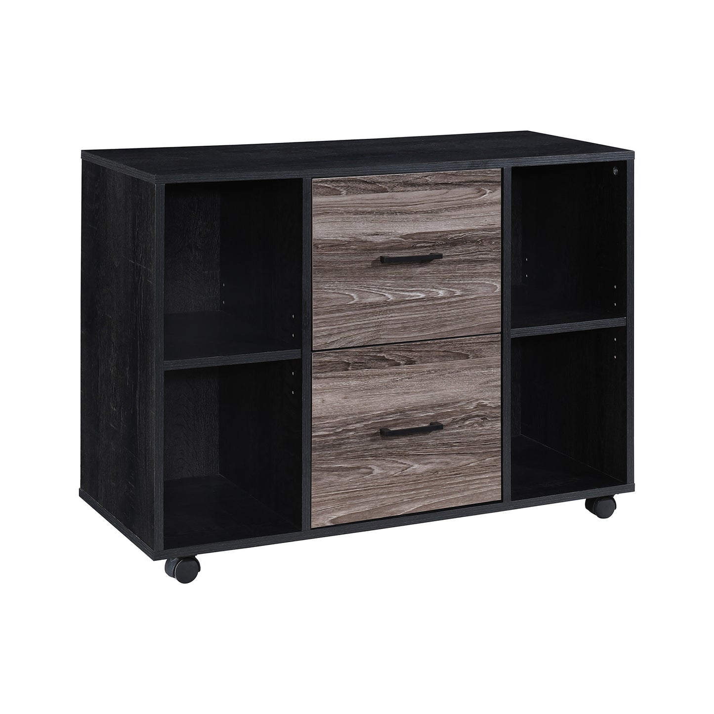 2-Drawer 39in. W File Cabinet for Home Office, Mobile Lateral Filing Cabinet, Printer Stand with Open Storage Shelves for Kids Room