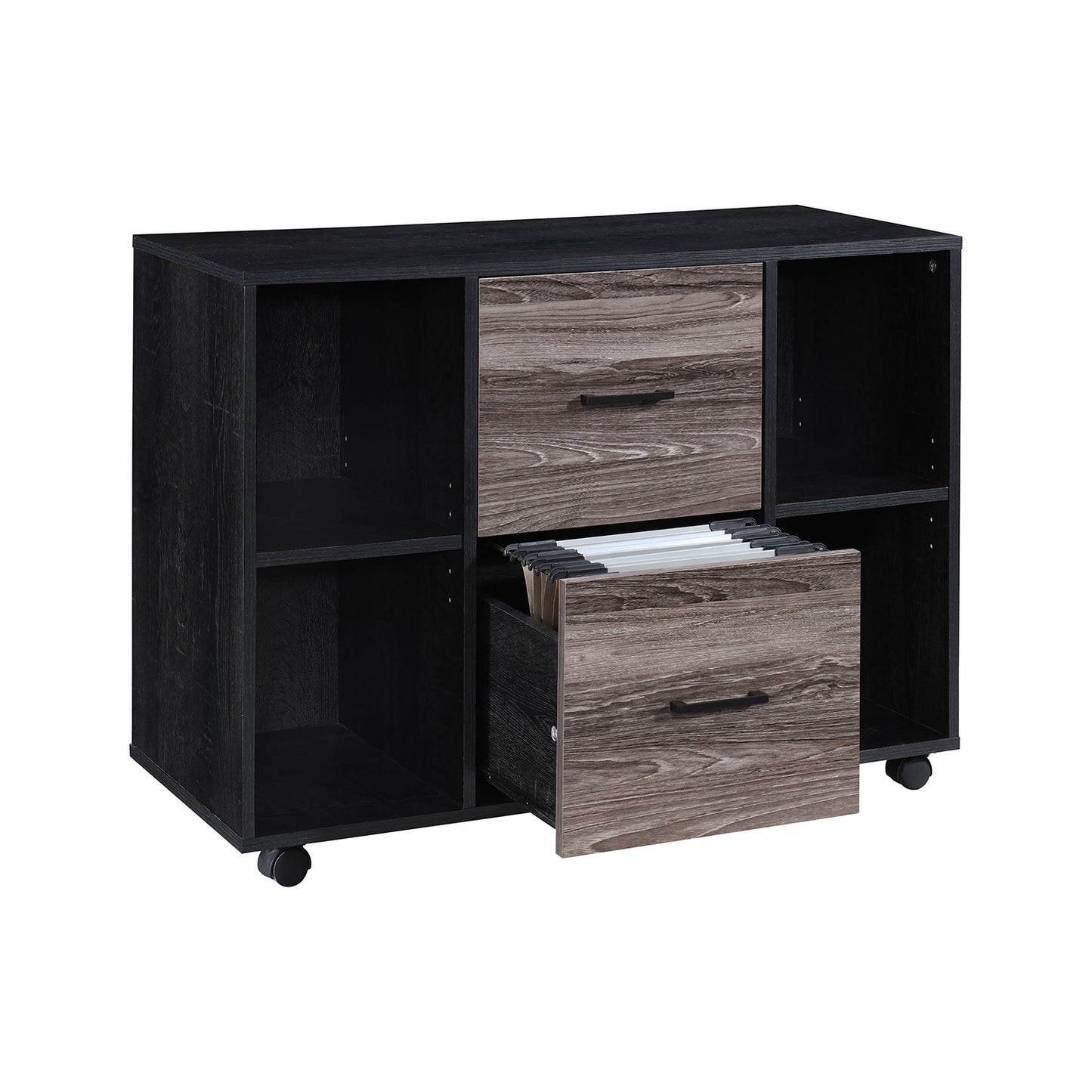 2-Drawer 39in. W File Cabinet for Home Office, Mobile Lateral Filing Cabinet, Printer Stand with Open Storage Shelves for Kids Room
