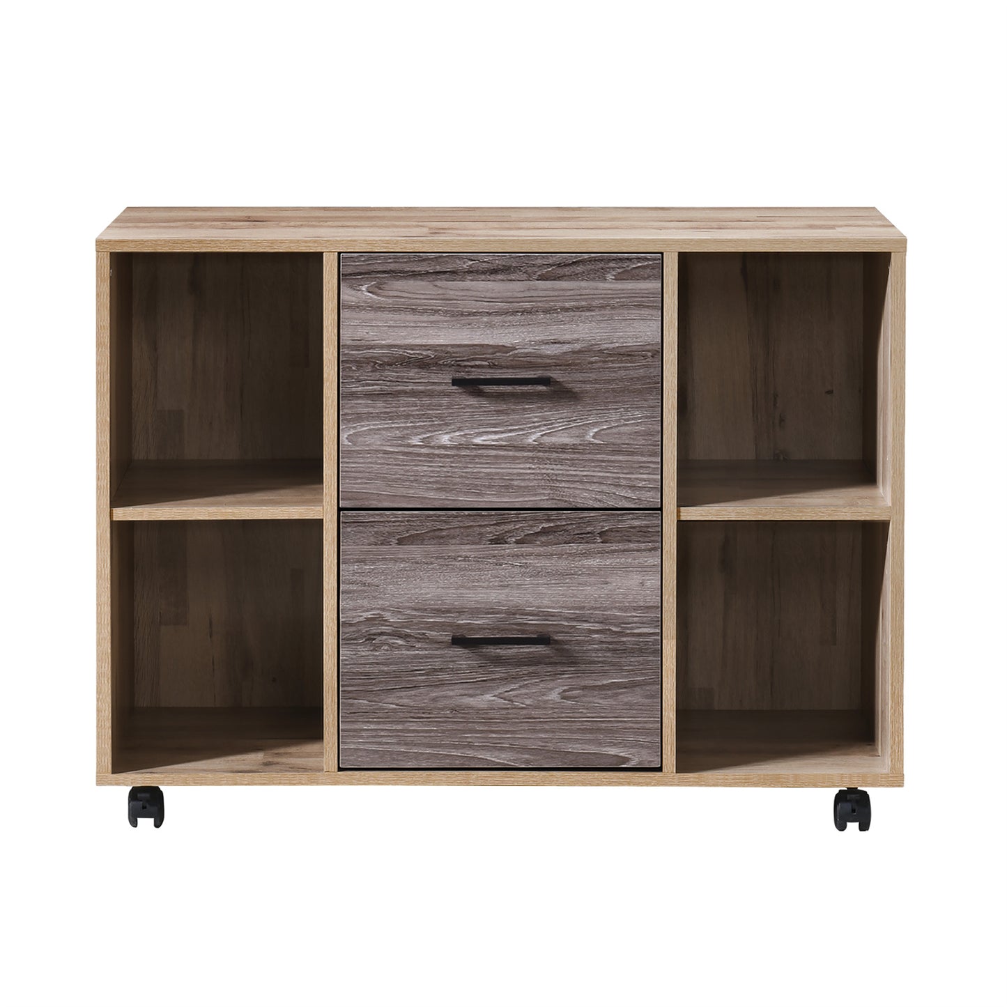 2-Drawer 39in. W File Cabinet for Home Office, Mobile Lateral Filing Cabinet, Printer Stand with Open Storage Shelves for Kids Room