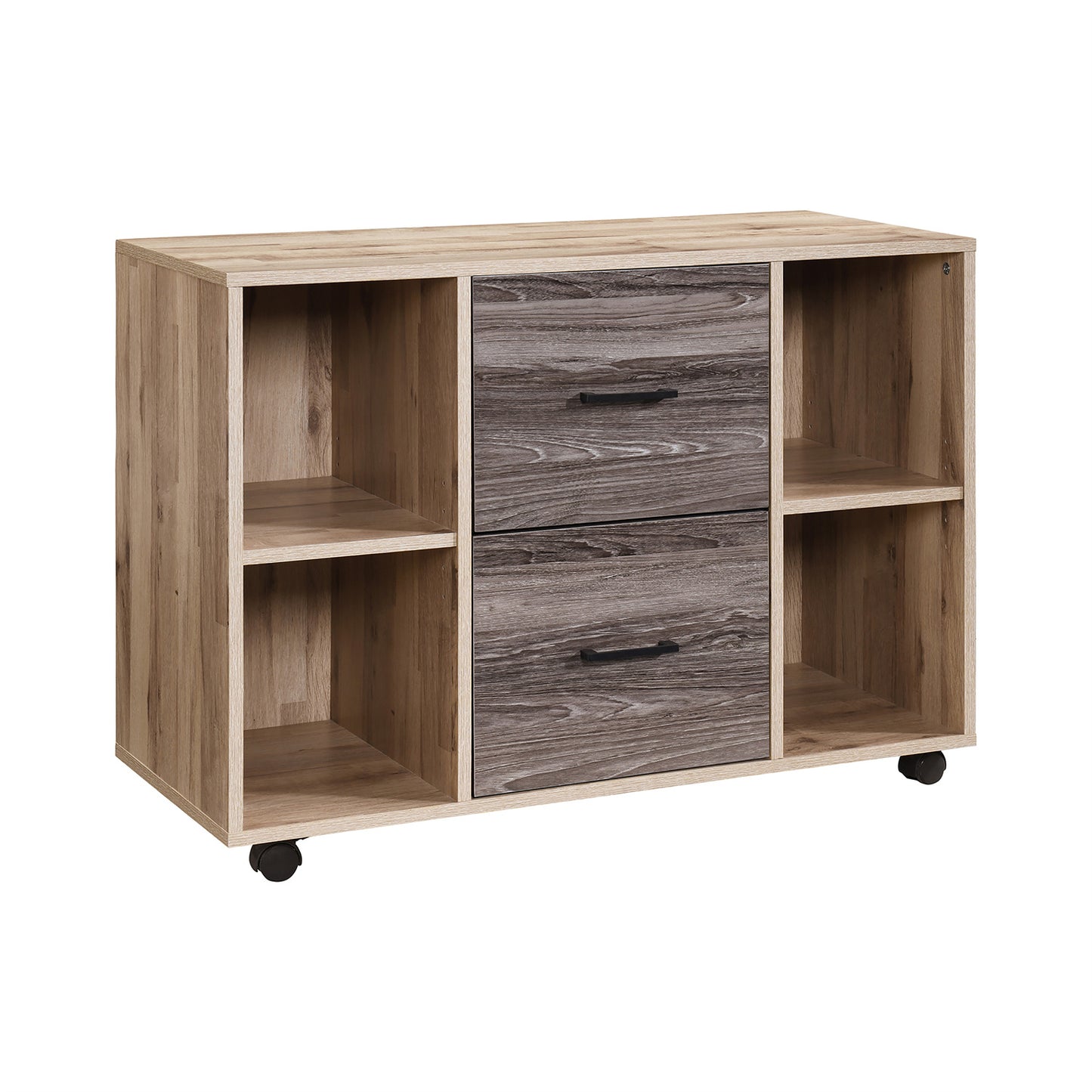 2-Drawer 39in. W File Cabinet for Home Office, Mobile Lateral Filing Cabinet, Printer Stand with Open Storage Shelves for Kids Room