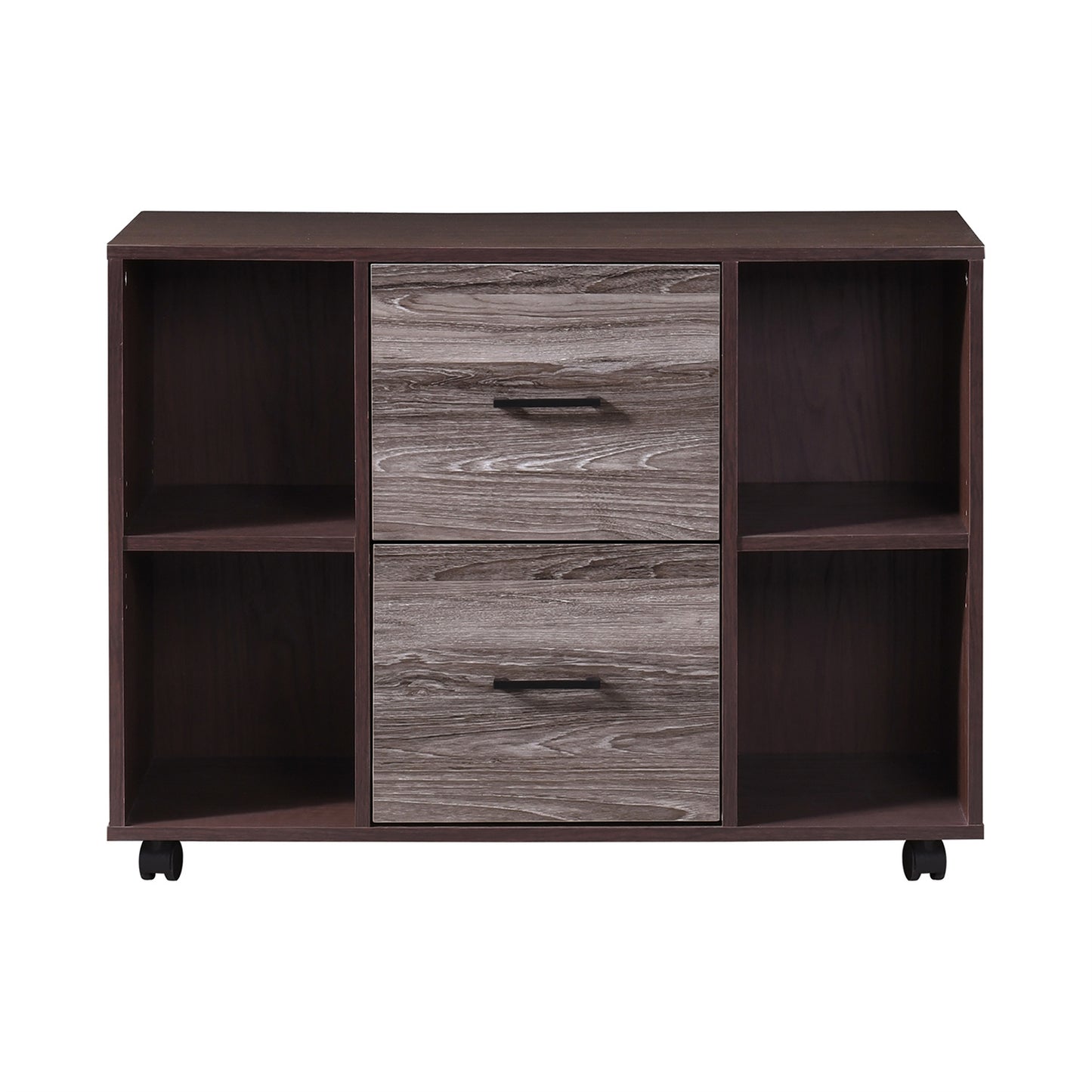 2-Drawer 39in. W File Cabinet for Home Office, Mobile Lateral Filing Cabinet, Printer Stand with Open Storage Shelves for Kids Room