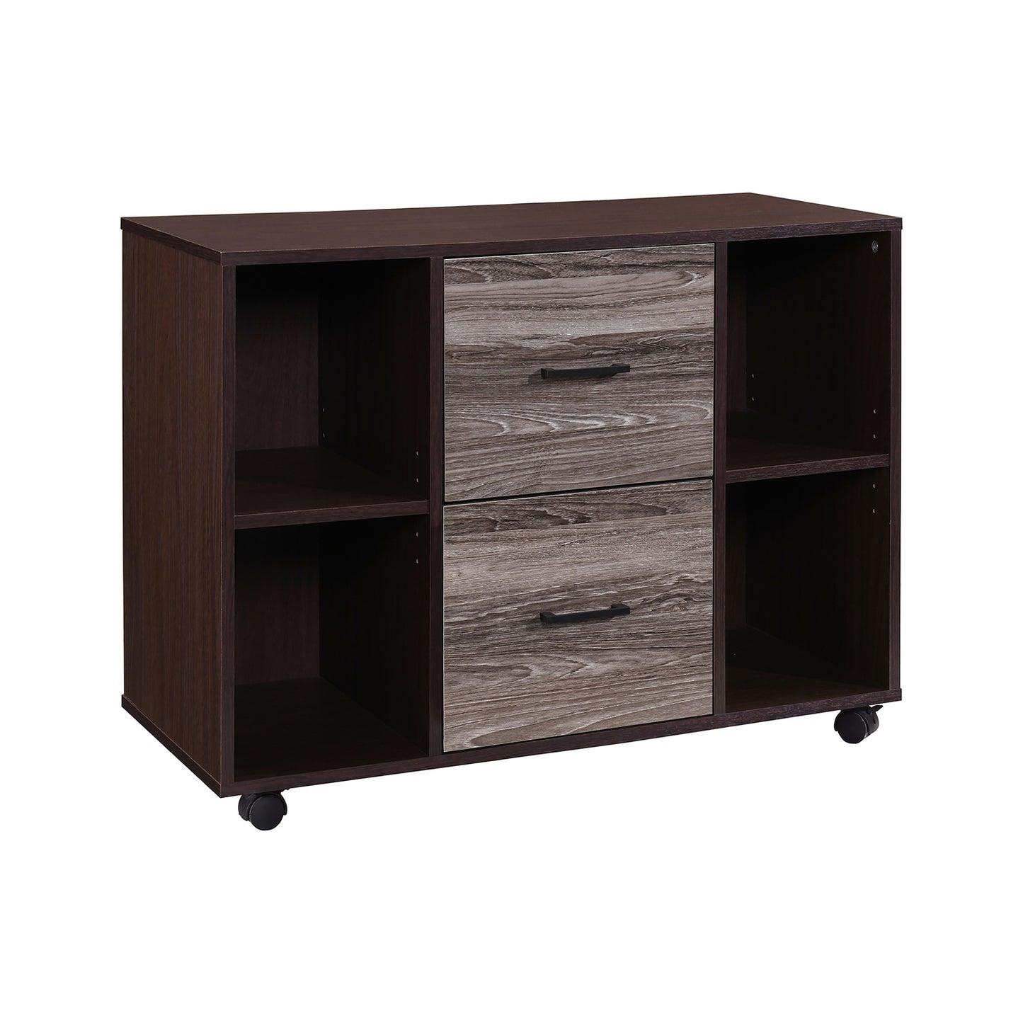 2-Drawer 39in. W File Cabinet for Home Office, Mobile Lateral Filing Cabinet, Printer Stand with Open Storage Shelves for Kids Room