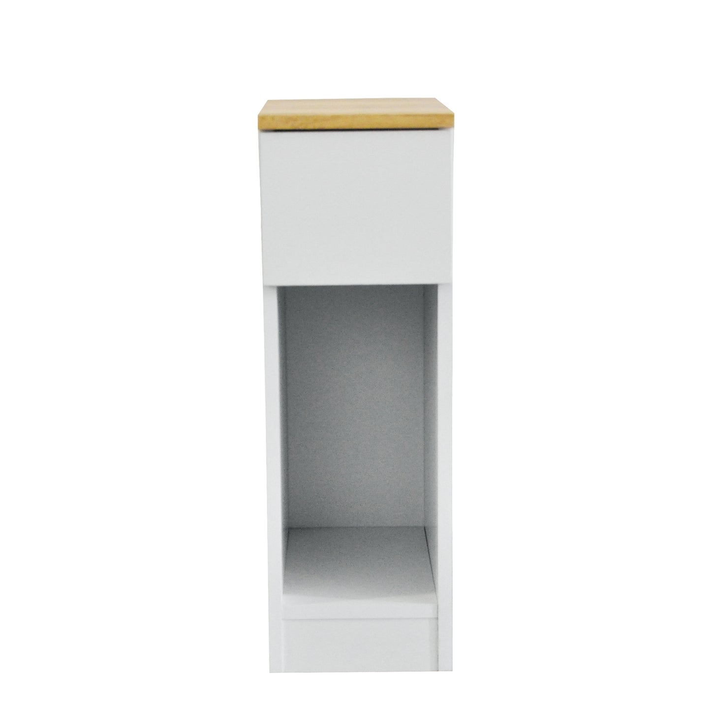 8 in. White Titanium Rectangular Wood End Table with 1 Drawer