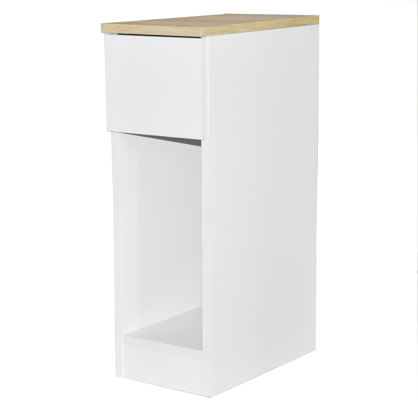 8 in. White Titanium Rectangular Wood End Table with 1 Drawer