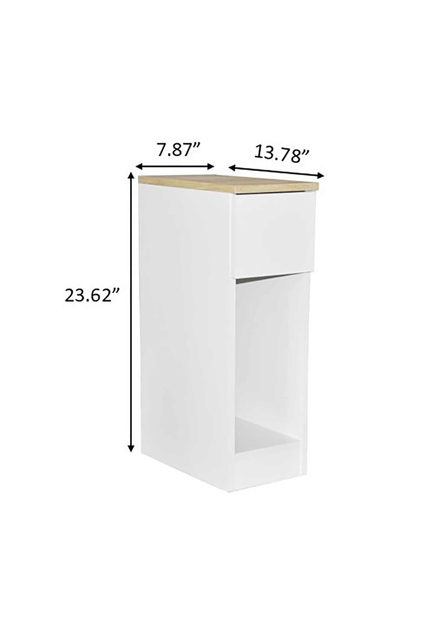 8 in. White Titanium Rectangular Wood End Table with 1 Drawer