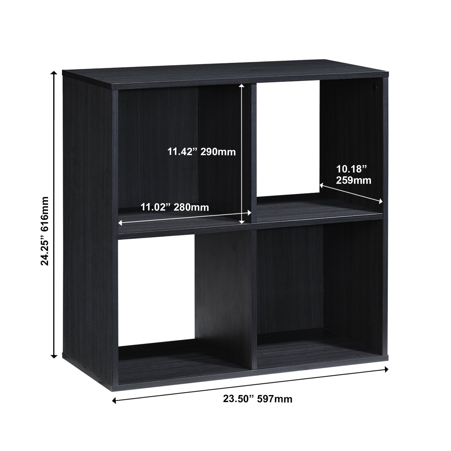 24.25 in. H x 23.5 in. W x 11.61 in. D Espresso Wood 4-Cube Storage Organizer