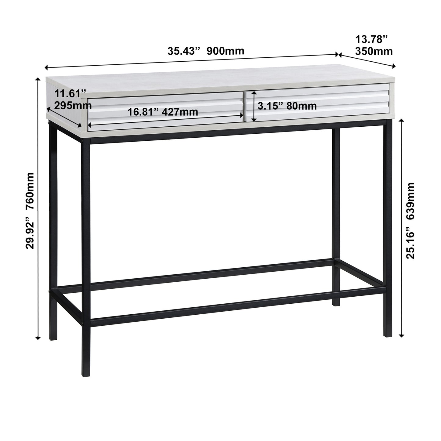 Casimo 35.43 in. Rectangular Engineered Wood Console Table