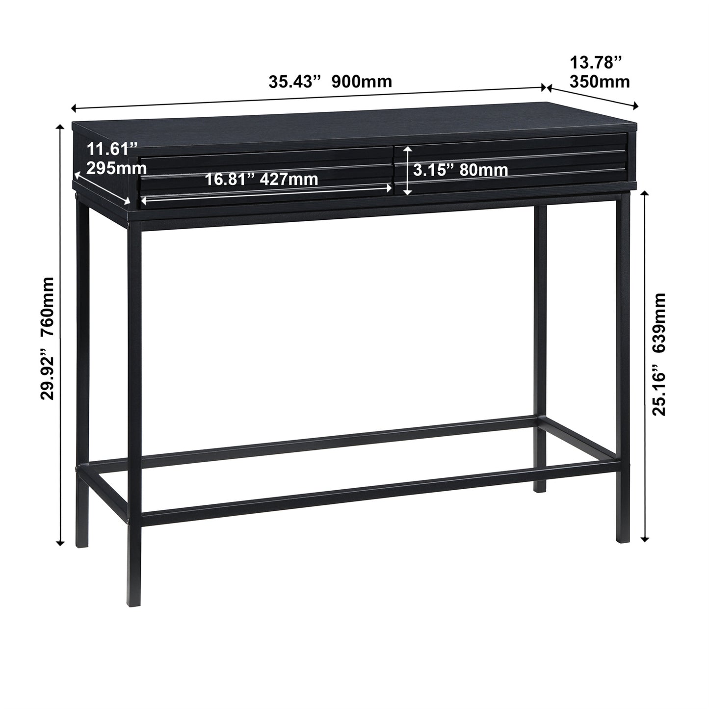 Casimo 35.43 in. Rectangular Engineered Wood Console Table