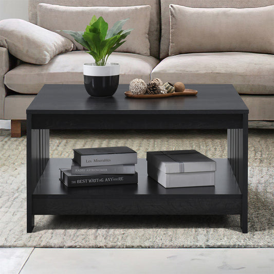 31.5 in. Farmhouse Square Coffee Table with Open Storage for Living Room