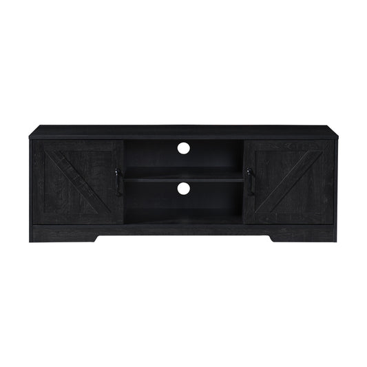 59 in. Farmhouse TV Stand For TVs Up To 59" with 2 Storage Cabinets, Wood Barn Door Media Television Console Table With Storage, Modern Entertainment Center For Living Room