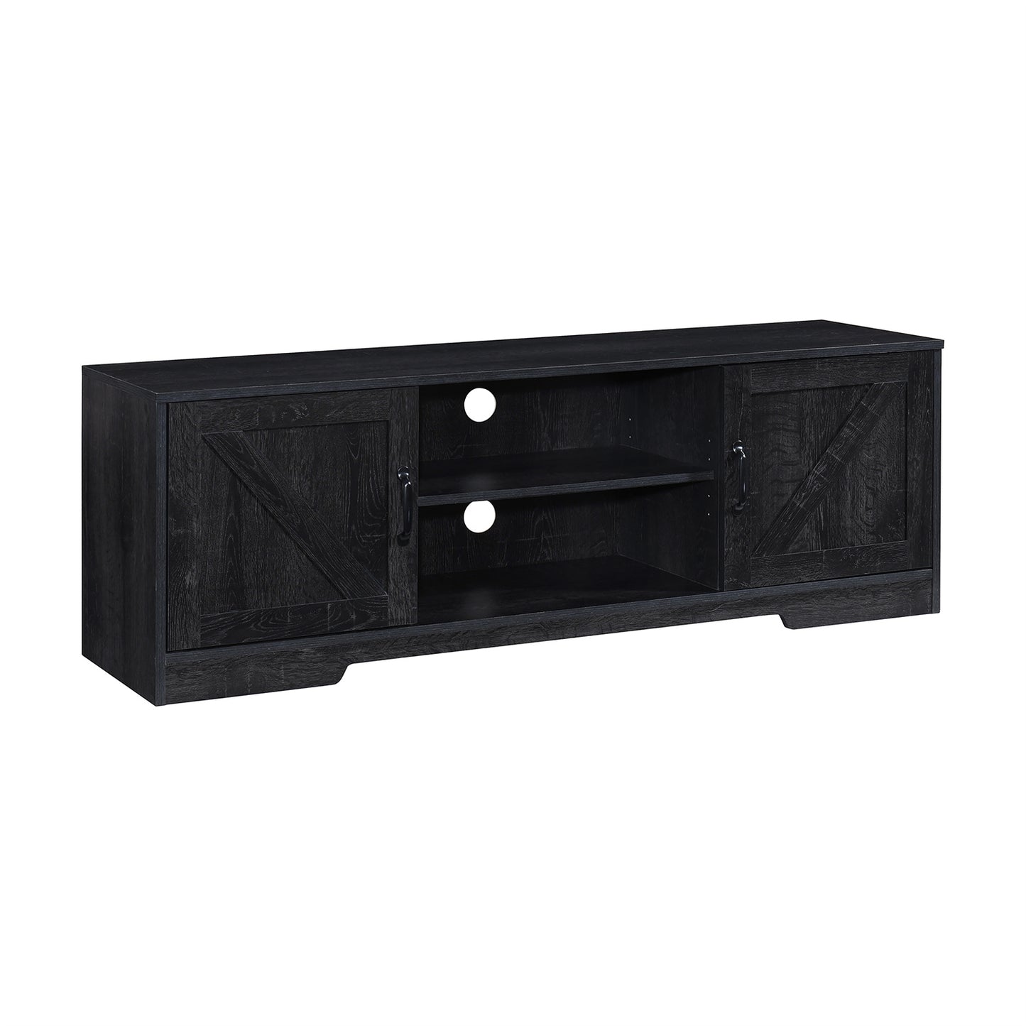 59 in. Farmhouse TV Stand For TVs Up To 59" with 2 Storage Cabinets, Wood Barn Door Media Television Console Table With Storage, Modern Entertainment Center For Living Room