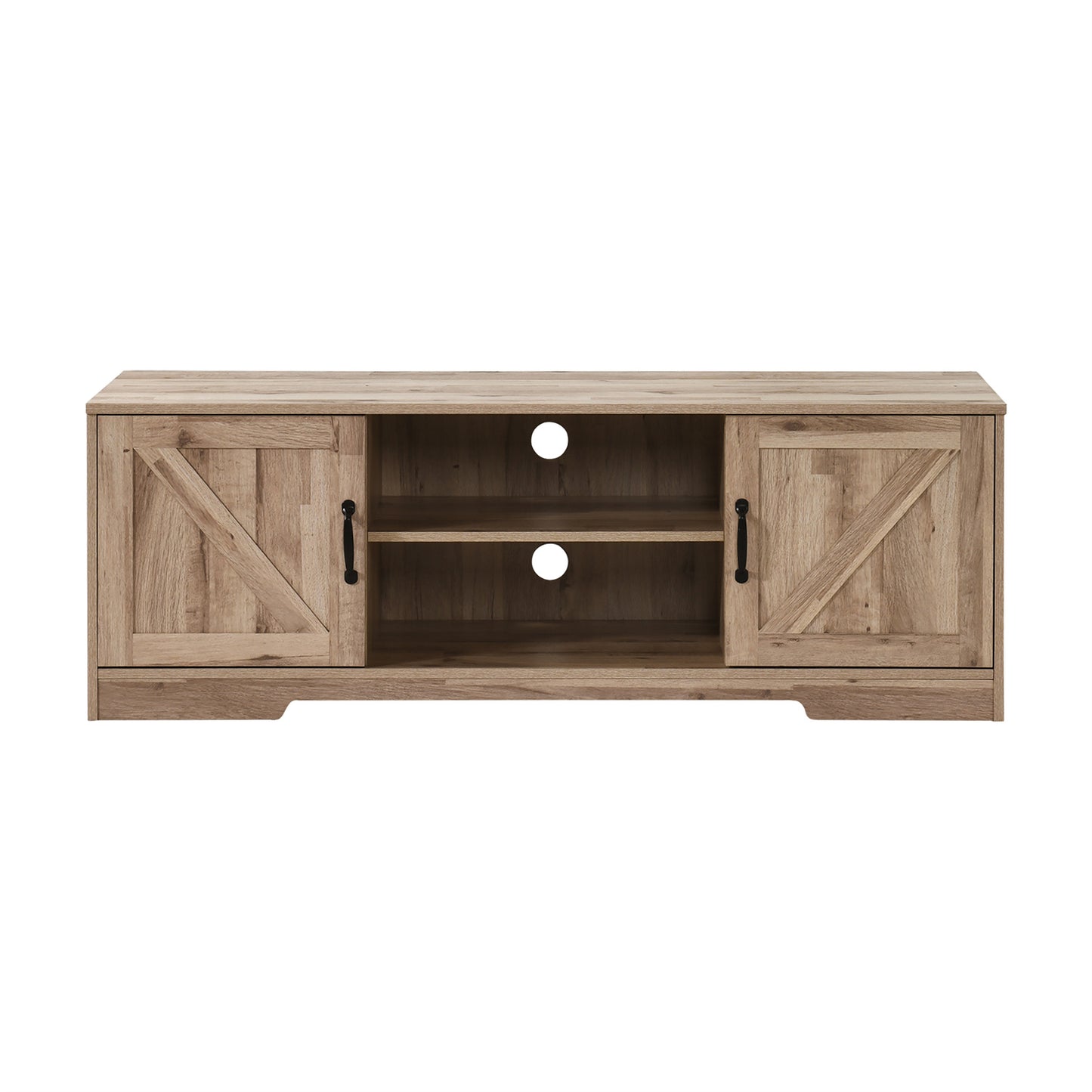 59 in. Farmhouse TV Stand For TVs Up To 59" with 2 Storage Cabinets, Wood Barn Door Media Television Console Table With Storage, Modern Entertainment Center For Living Room