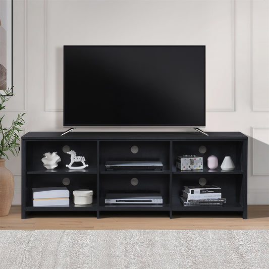 65 in. Modern TV Stand For TVs Up To 62" With 6 Open Shelves, Modern Entertainment Center With Storage, TV Console Table Media Cabinet For Living Room, Bedroom And Office
