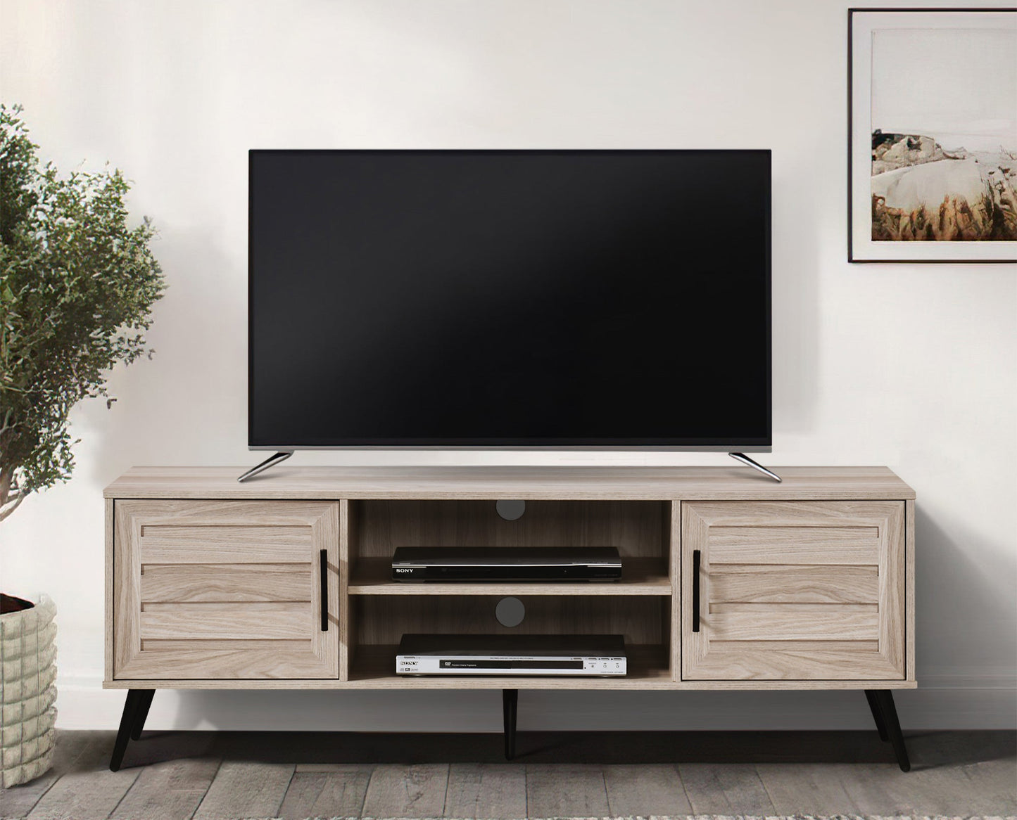 59 in. Wood TV Stand with 2 Storage Cabinets Fits TV's up to 65 in.