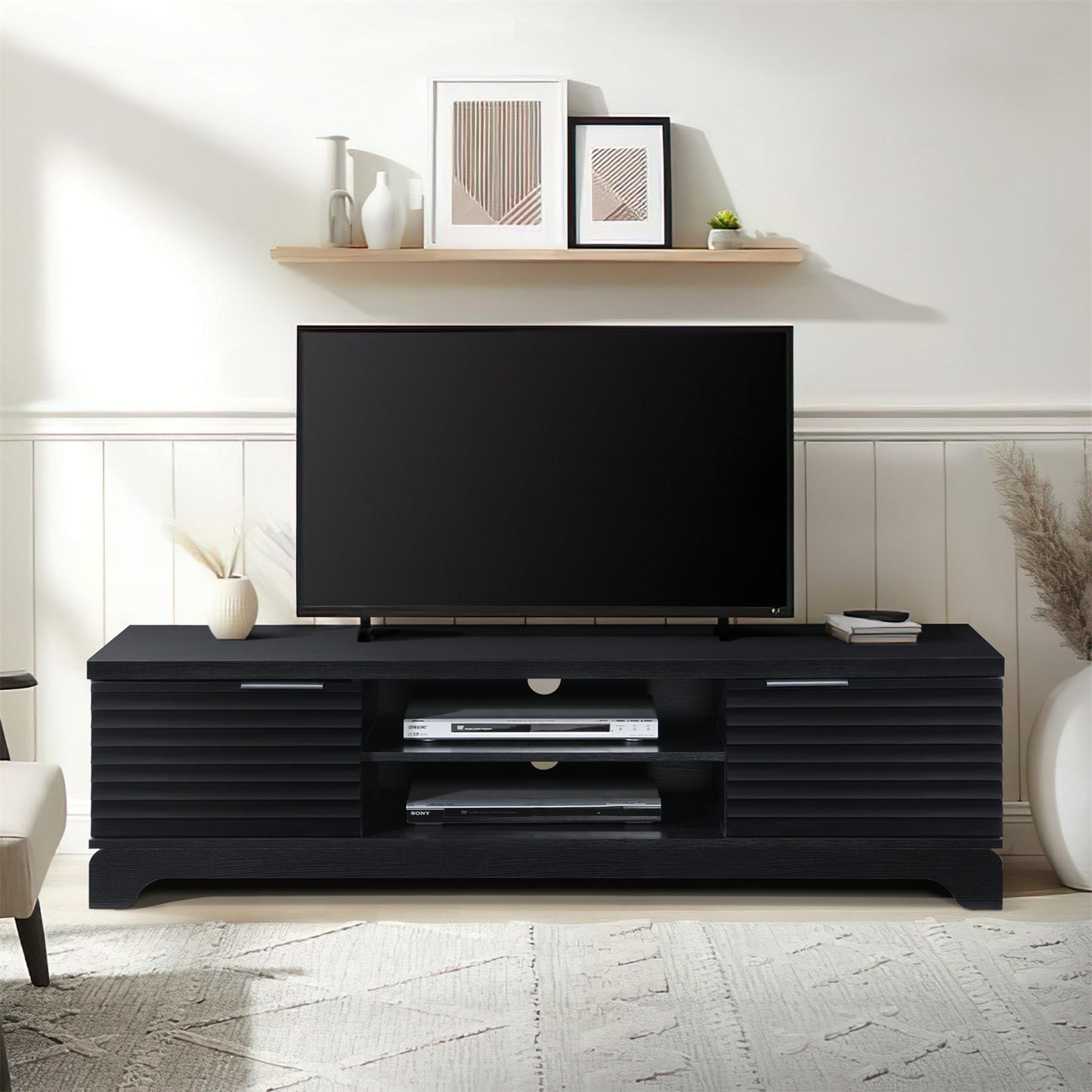 58.66 in. Wood TV Stand with 2 Storage Cabinets Fits TV's up to 65 in.