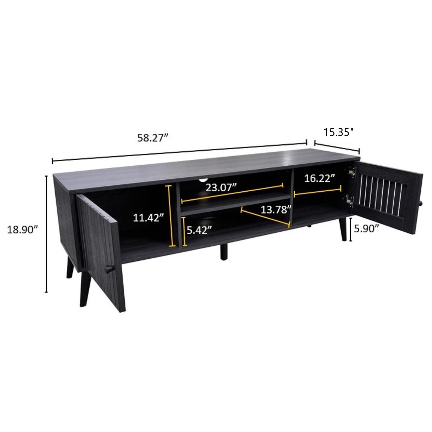 58.27 in. Wood TV Stand with 2 Storage Cabinets Fits TV's up to 65 in.