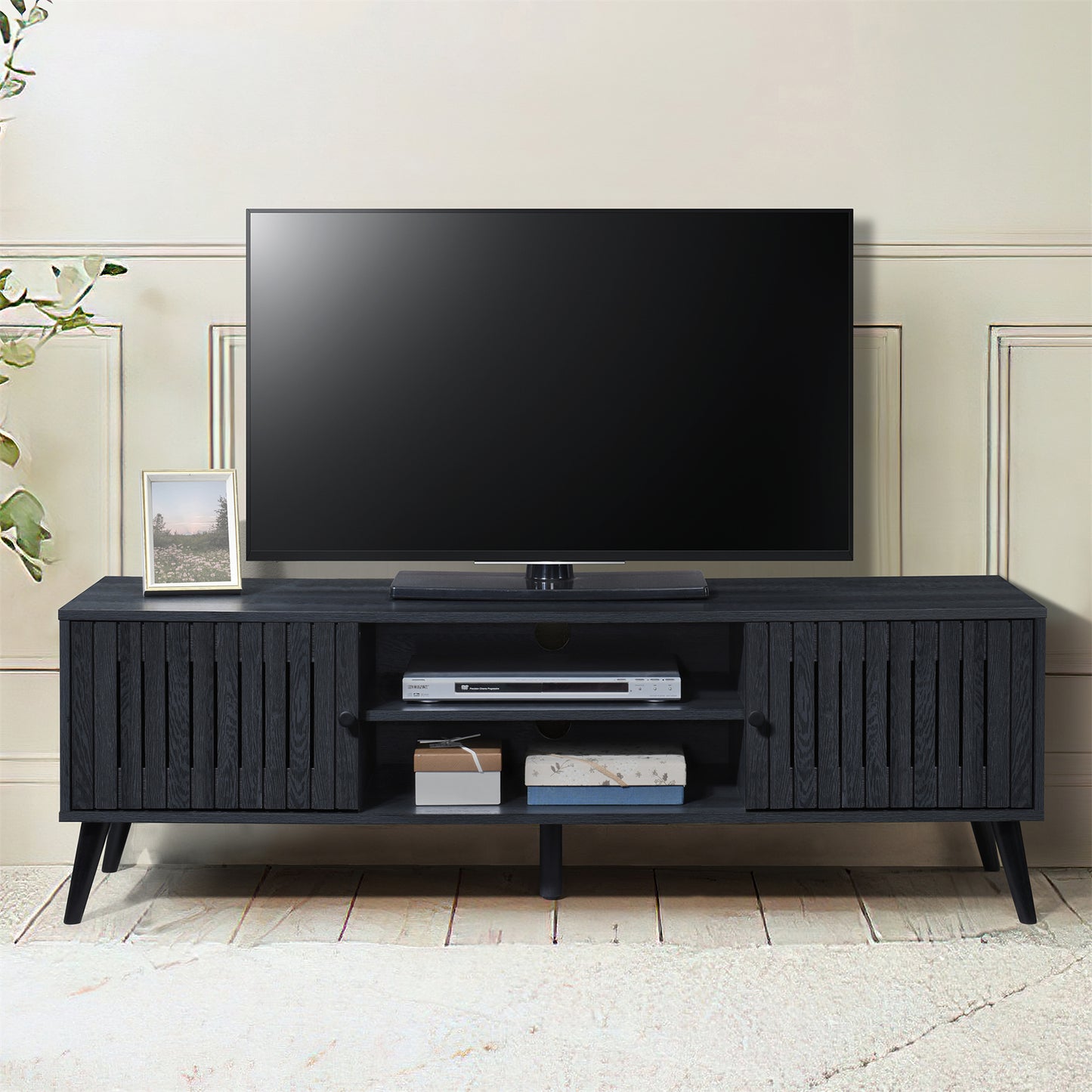 58.27 in. Wood TV Stand with 2 Storage Cabinets Fits TV's up to 65 in.