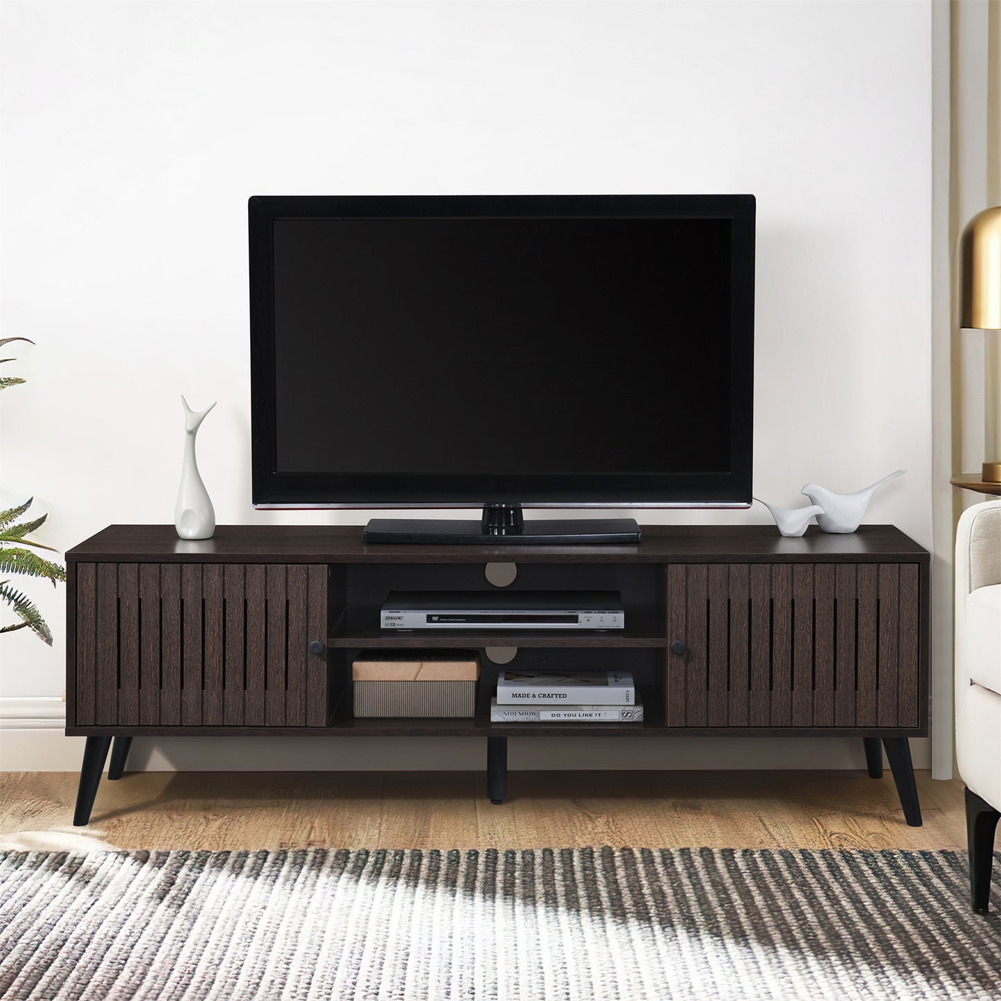58.27 in. Wood TV Stand with 2 Storage Cabinets Fits TV's up to 65 in.
