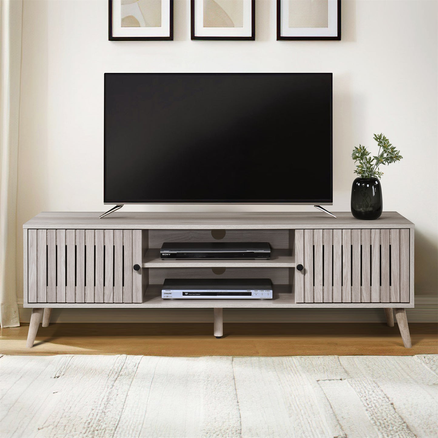 58.27 in. Wood TV Stand with 2 Storage Cabinets Fits TV's up to 65 in.