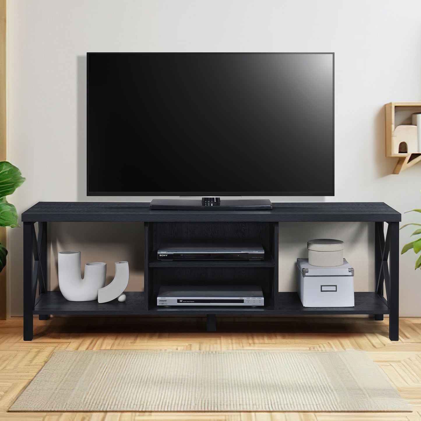 58.27 in. Wood TV Stand with 4 Storage Shelves Fits TV's up to 65 in.