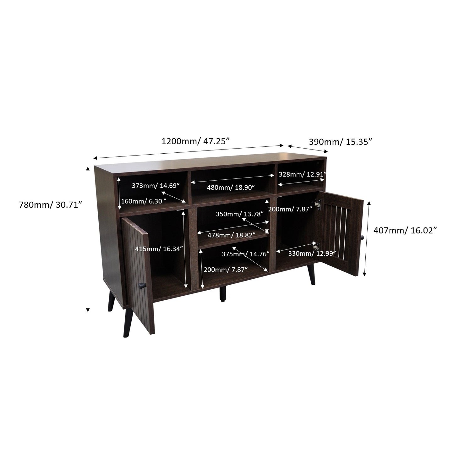 47.25 in. Wood TV Stand with 2 Storage Cabinets Fits TV's up to 55 in.