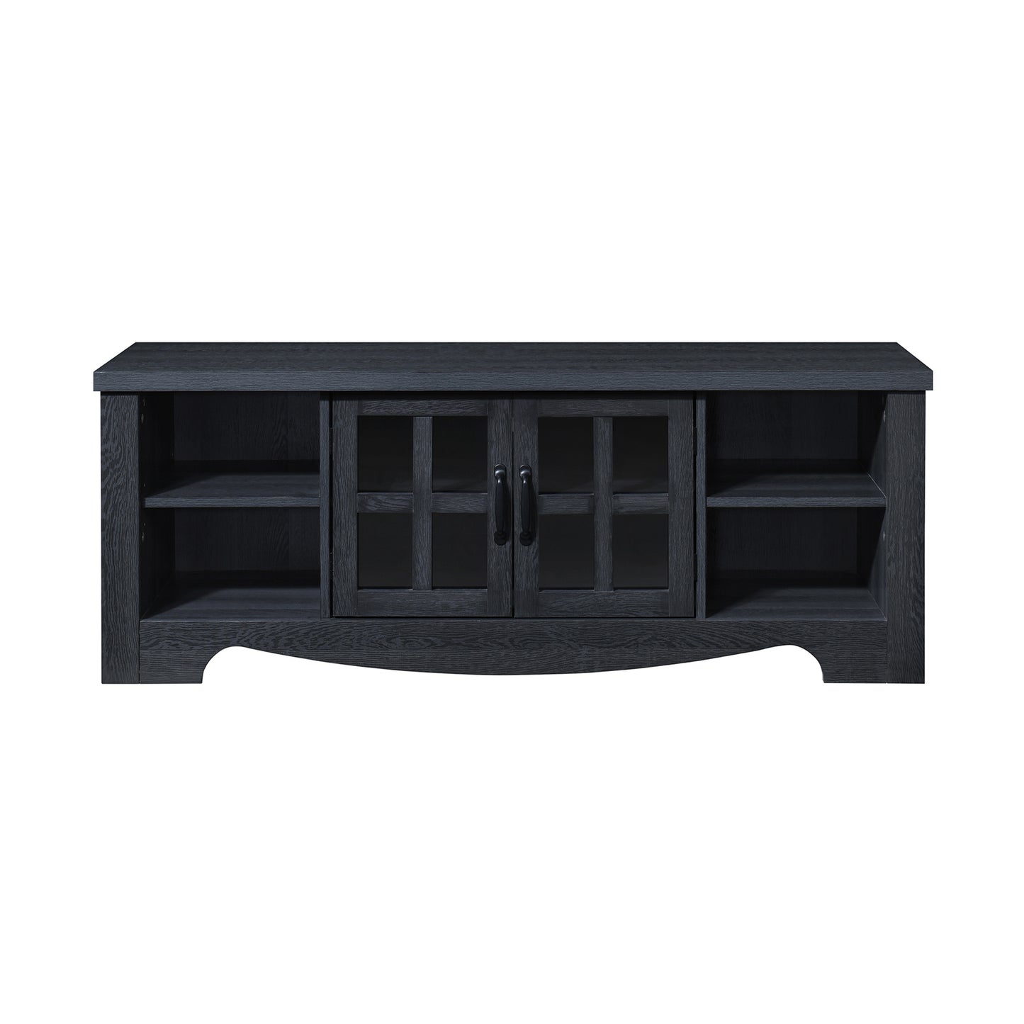 52.37 in.  Wood TV Stand with 1 Glass-fronted Storage Cabinets Fits TV's up to 60 in.