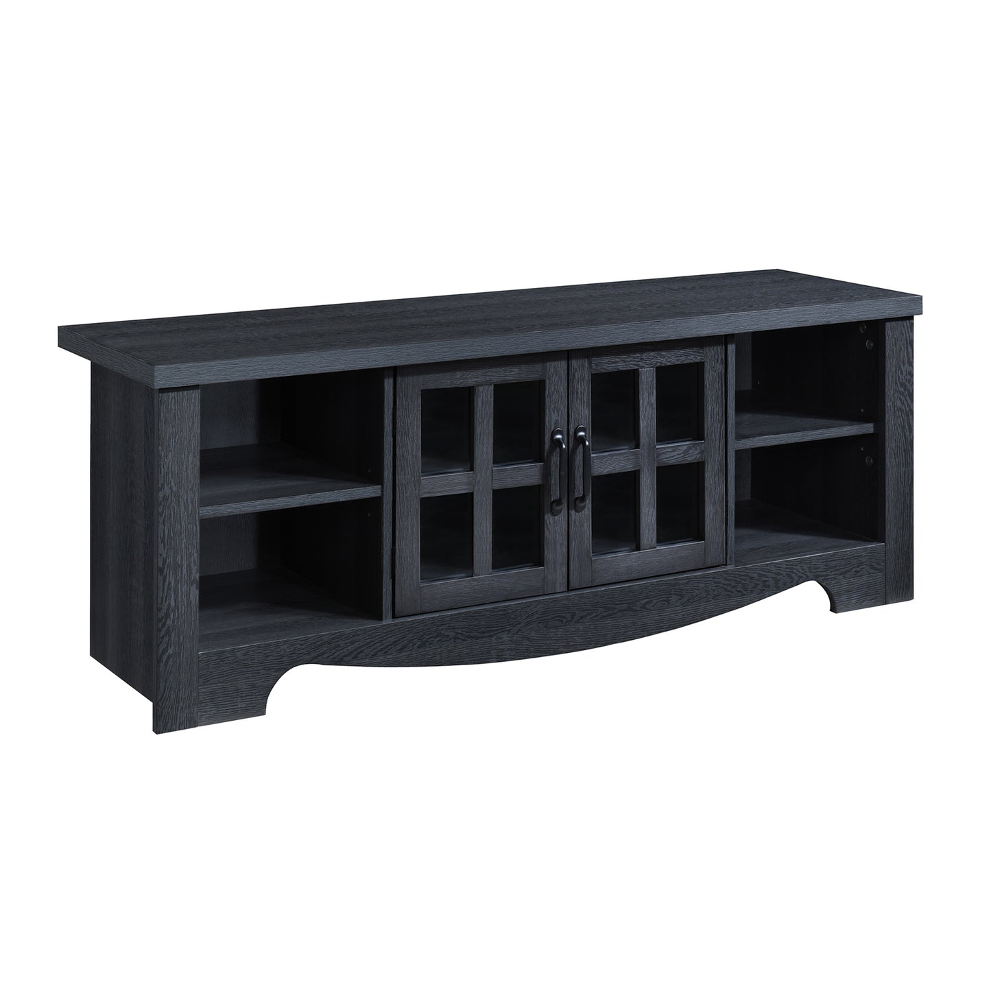 52.37 in.  Wood TV Stand with 1 Glass-fronted Storage Cabinets Fits TV's up to 60 in.