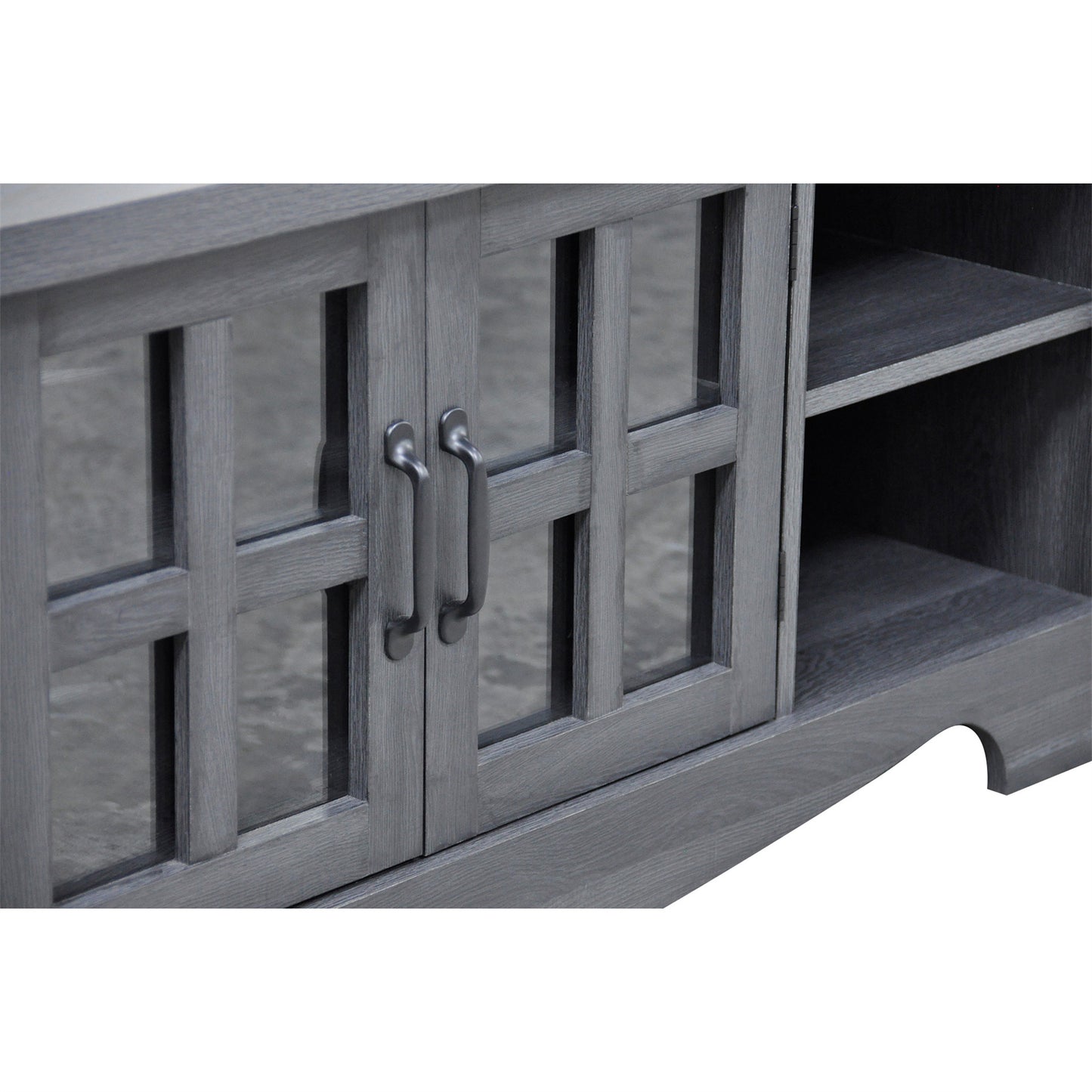 52.37 in.  Wood TV Stand with 1 Glass-fronted Storage Cabinets Fits TV's up to 60 in.