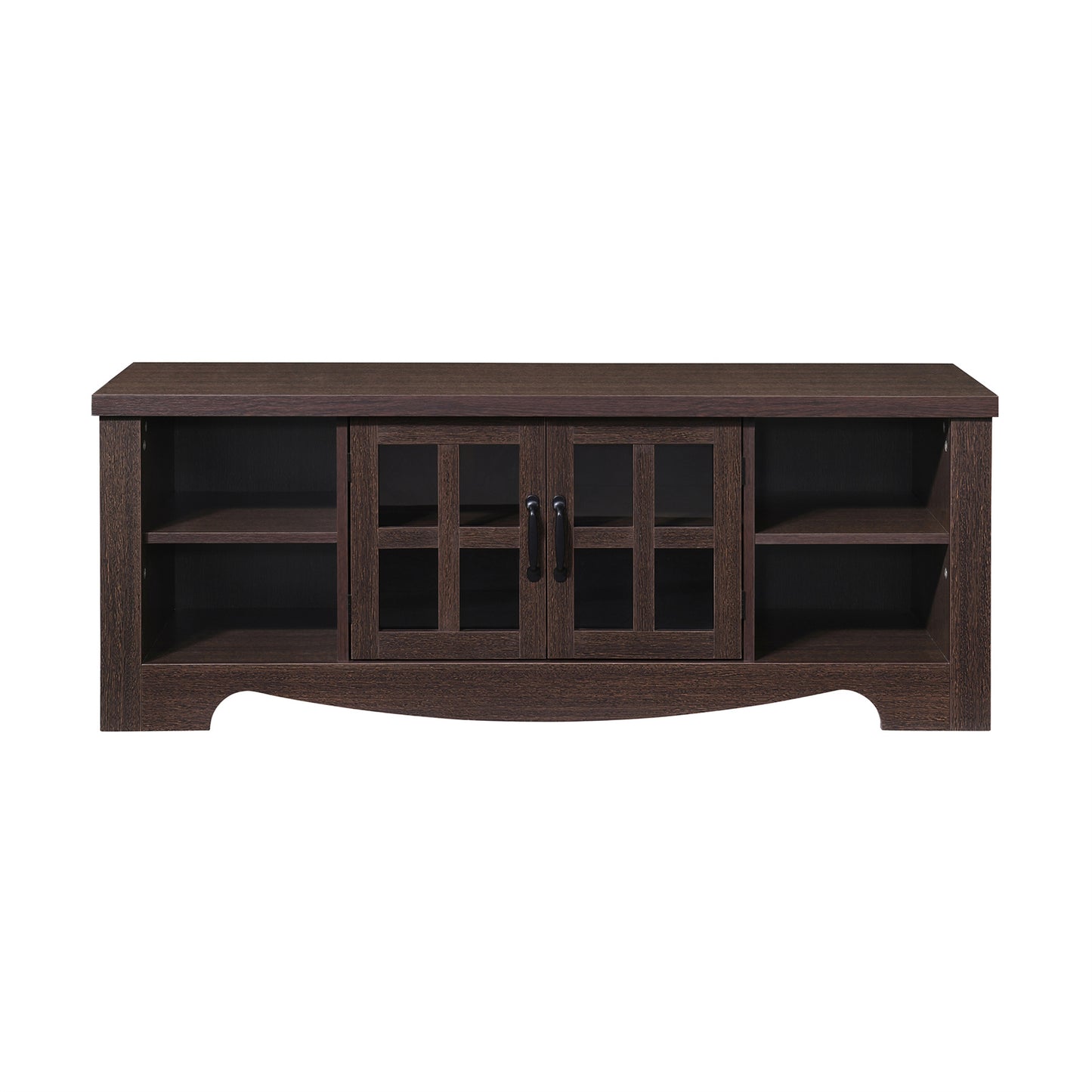 52.37 in.  Wood TV Stand with 1 Glass-fronted Storage Cabinets Fits TV's up to 60 in.