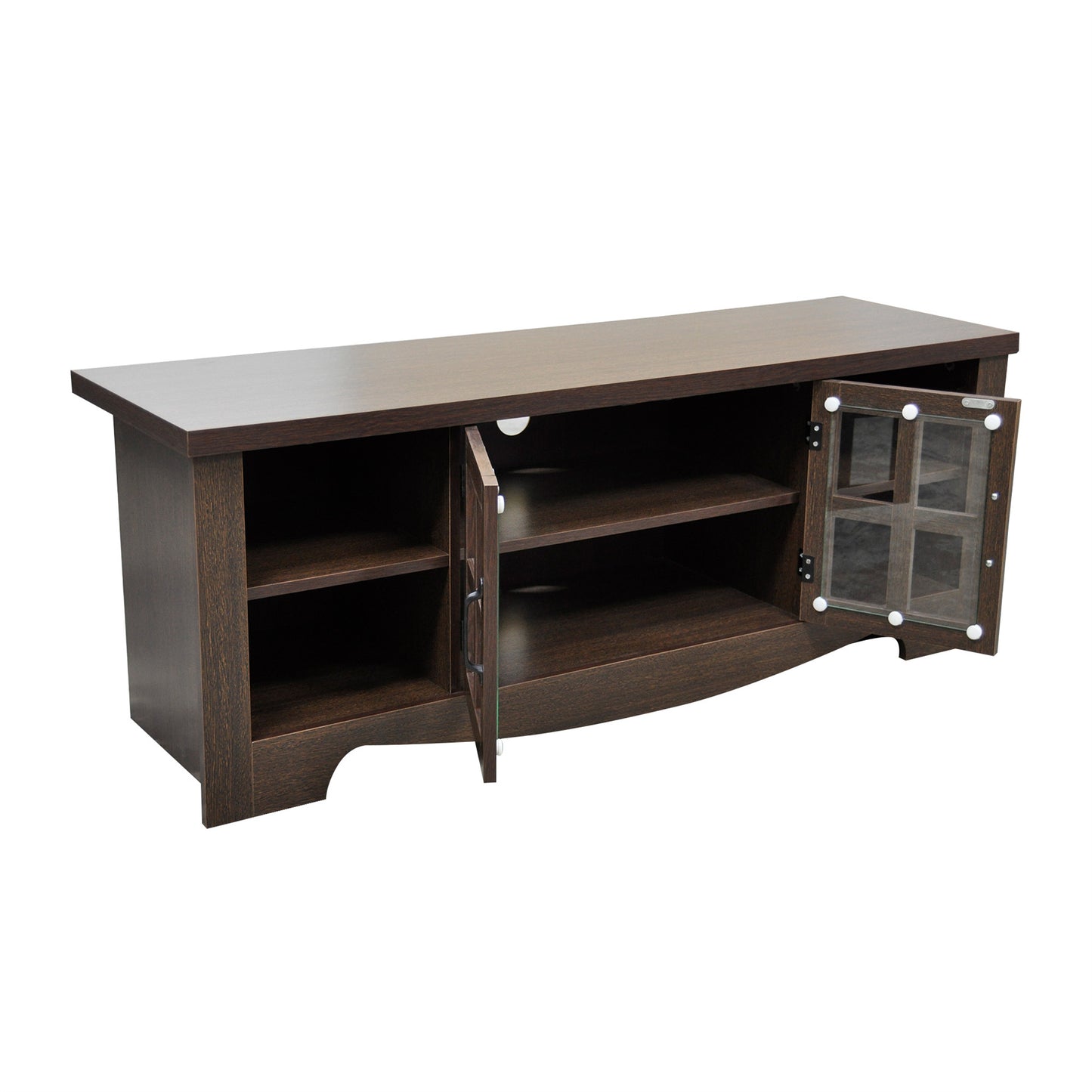 52.37 in.  Wood TV Stand with 1 Glass-fronted Storage Cabinets Fits TV's up to 60 in.