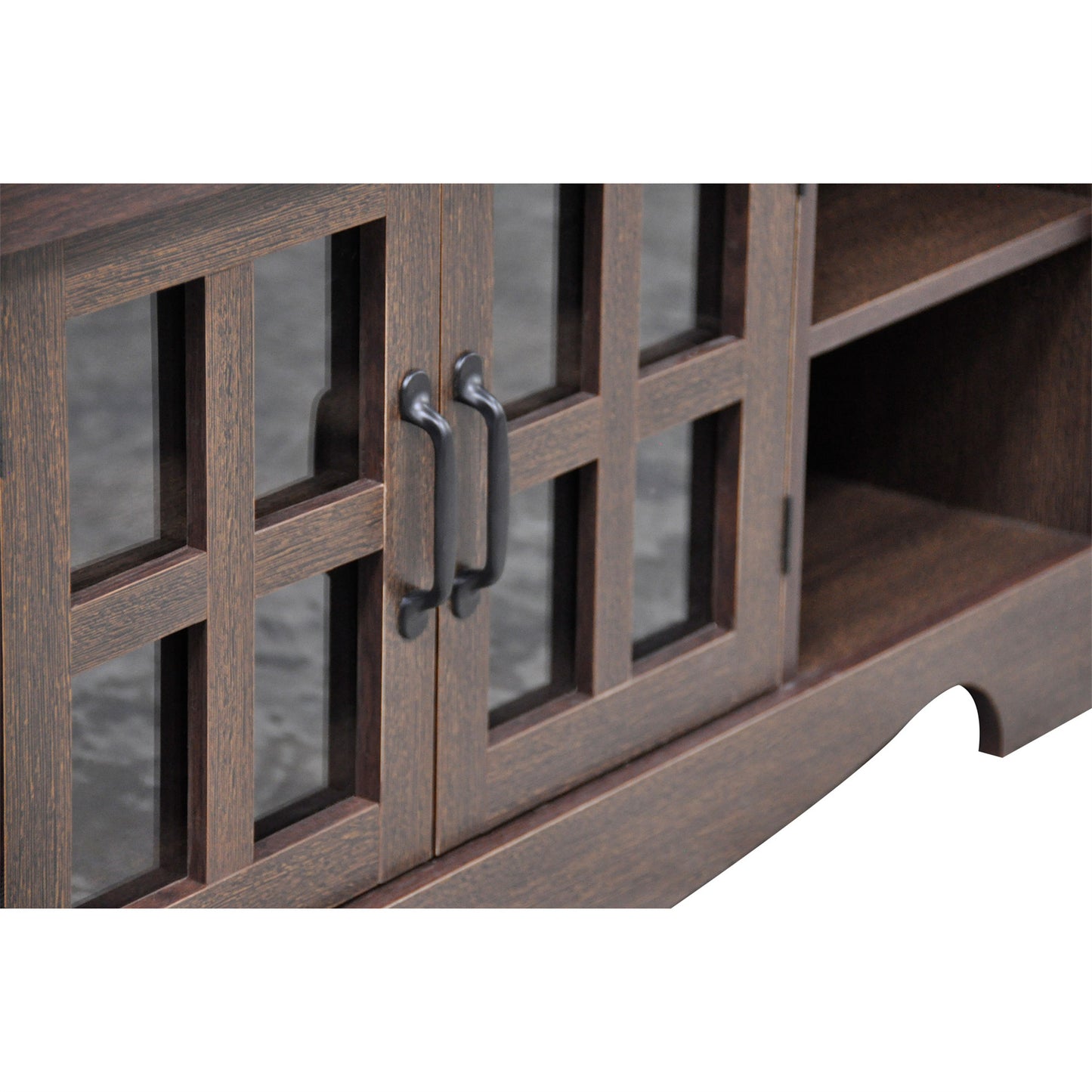52.37 in.  Wood TV Stand with 1 Glass-fronted Storage Cabinets Fits TV's up to 60 in.